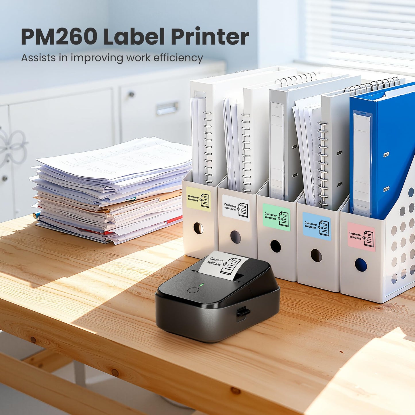 ETIKEZ PM260 Label Maker Machine with Tape, 2 Inch Label Tape Maker Bluetooth Label Printer, Inkless Portable Label Maker with Smart AI APP for Home,Kitchen,School,Office,Organization,Black,1 Pack