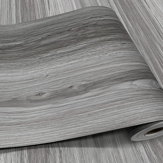 auxua Wood Grain Peel and Stick Floor Tiles – 11.8” Width, Full Roll Length of 394" – Versatile Design for Any Space, Grey Self Adhesive Vinyl Flooring, Waterproof and Non-Slip Features