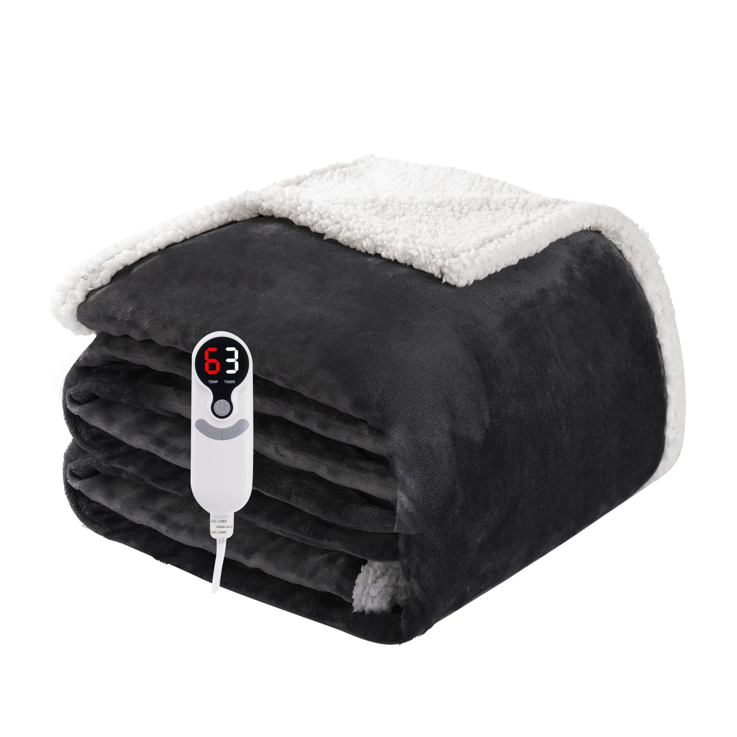 Electric Heated Blanket Full Size 72"x84", Soft Flannel with Overheat Protection, 9 Adjustable Heat Settings & 10-Hour Auto-Off Timer, Fast Heating for Winter Comfort, for Couch & Bed, Dark Gray