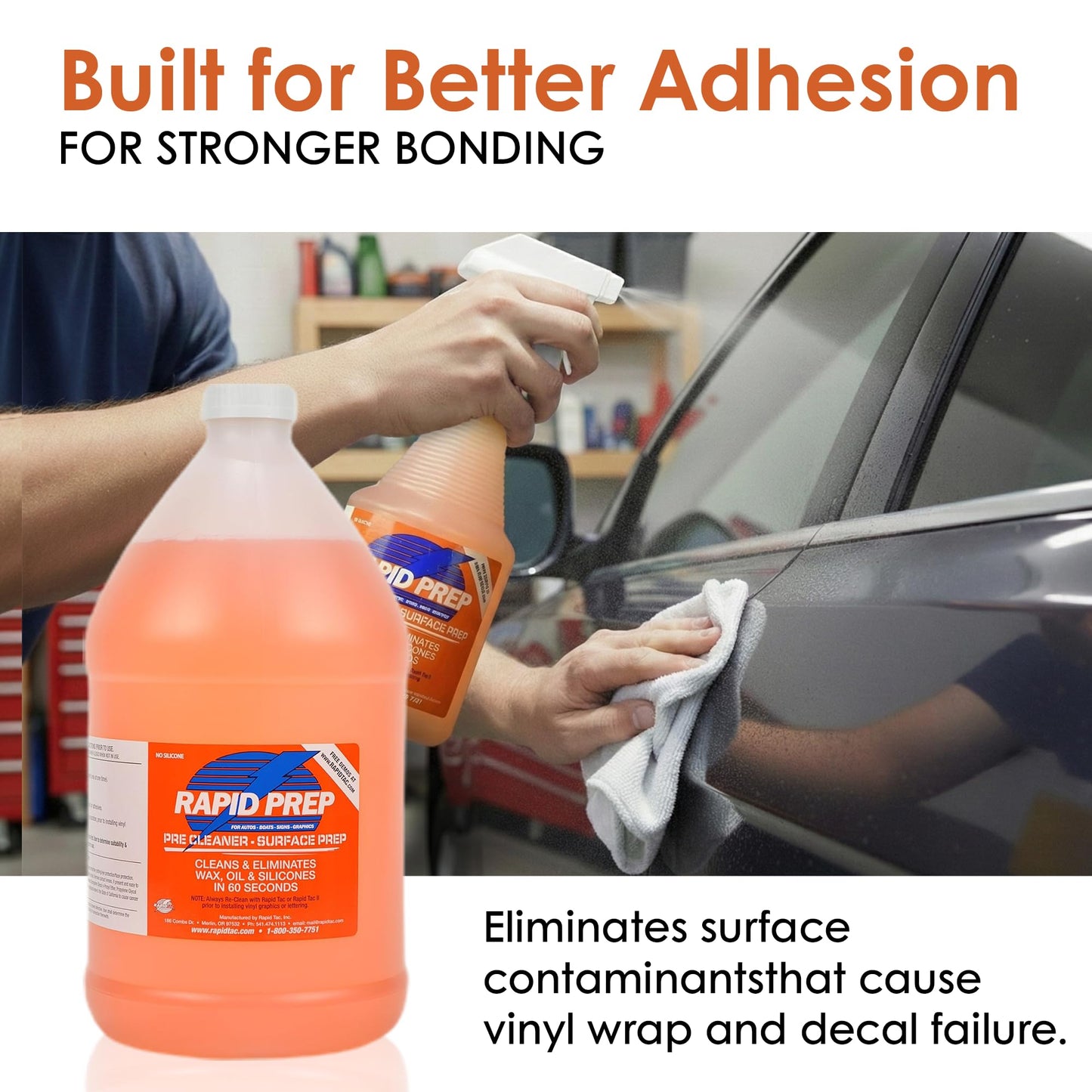 Rapid Tac Rapid Prep Surface Cleaner 128 oz | Safe Water Based solution Removes Wax, Grease, Oil & Silicone Non-Flammable for Pre-Cleaning Paint,Metals, Sign Materials & Glass Before Vinyl Application