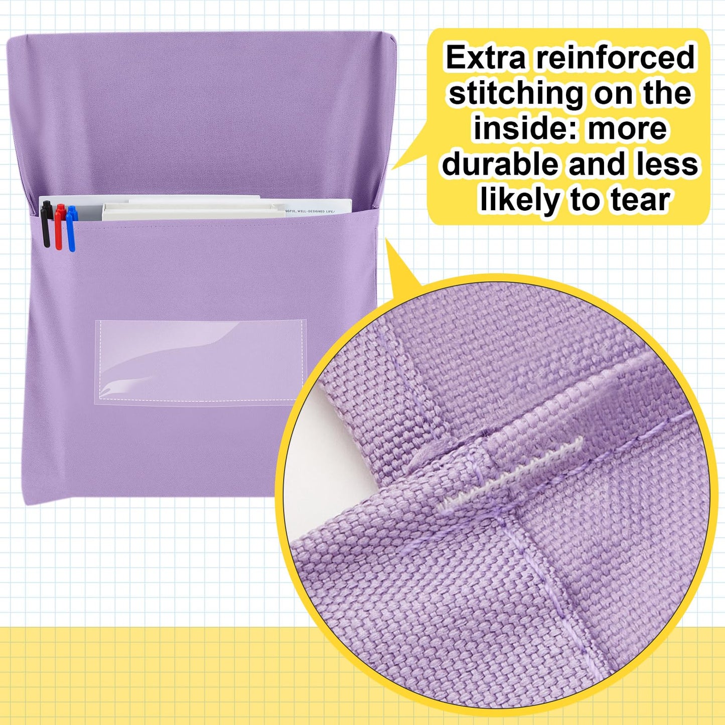 Yeyeplum 24 Pcs Chair Pockets for Classroom Chairback Pocket Chart 14 x 18 Inch Desk Organizer Pocket Chair Bag for Seat Kindergarten School Classroom (Pastel,Classic)