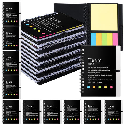 Feifeiya 24 Pcs Team Appreciation Gifts Bulk for Employee Inspirational Spiral Notebooks with Sticky Notes Thank You Gifts for Coworkers Staff Teachers Nurses CNA Week (Black)