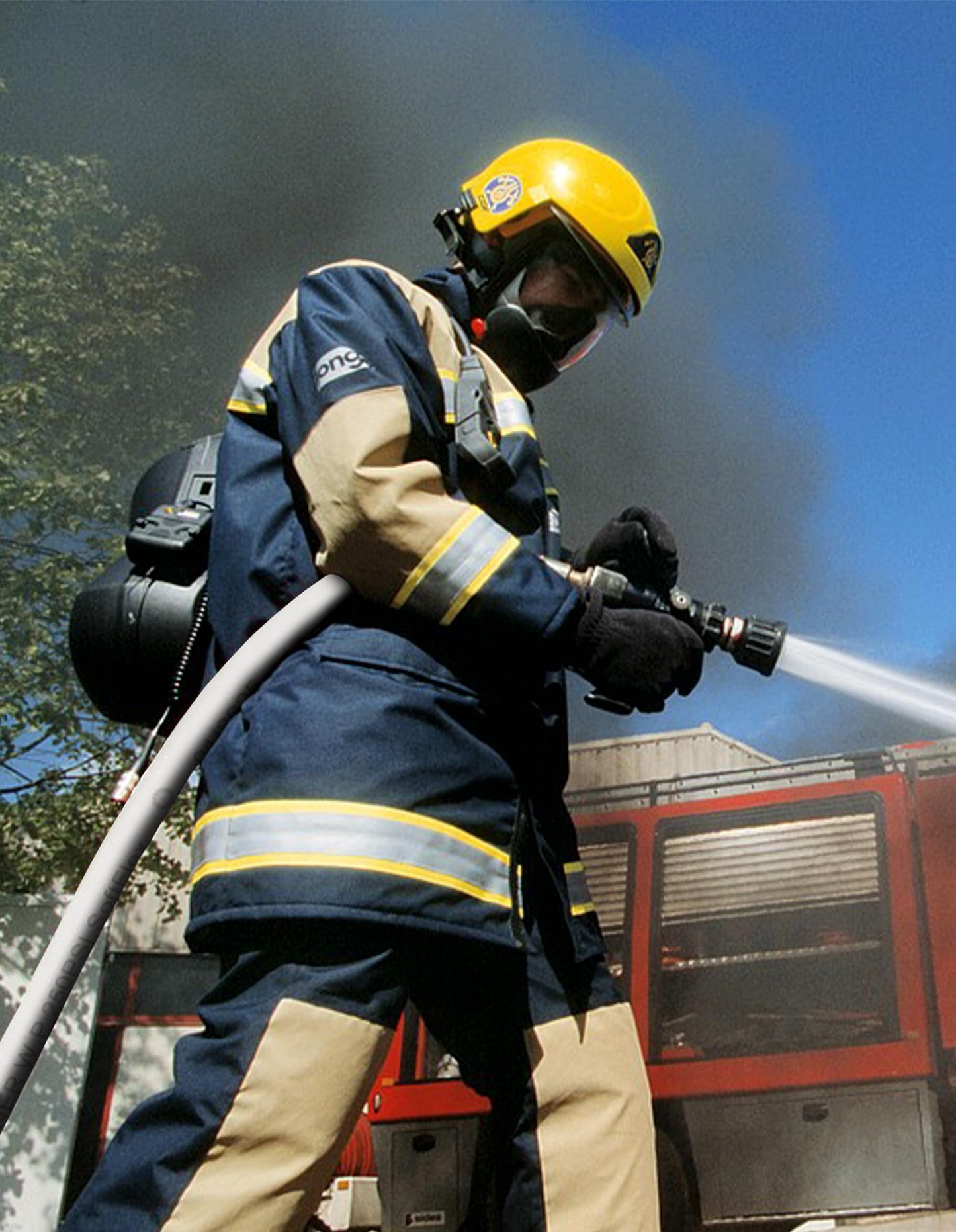 ZYfire Fire Hose - 2" ID x 25 FT Single Jacket EPDM Firefighter Hose with M × F NST/NH Aluminum Couplings 750 PSI Burst Pressure Lightweight for Use in Firefighting
