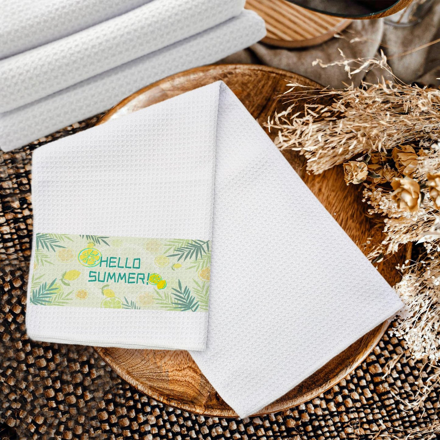 YOUKE OLA 40 Pack Sublimation White Towels Waffle Weave Kitchen Towels Blanks Microfiber Dish Drying Towel for Heat Transfer 16x24 Inch