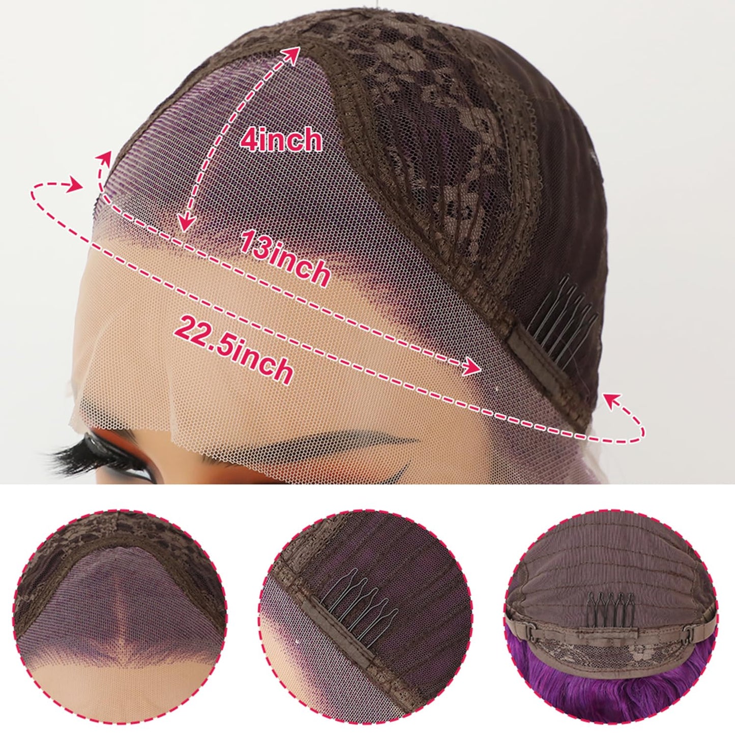 Missyvan Purple Body Wave 13x4 Lace Frontal Wigs HD Lace Front Wigs Glueless Pre Plucked Bluish Violet Glueless Wigs 28 Inch Soft Hair Natural Hair Line Baby Hair Heat Resistant