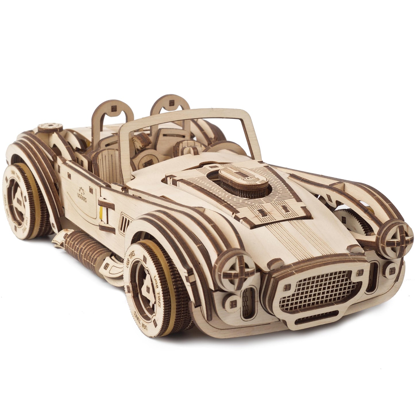 UGEARS Drift Cobra Racing Car Puzzle - Wooden 3D Puzzles for Adults to Build with Powerful Spring Motor - Wood Mechanical Models Building Kit for Fathers Day - Retro Hobbies for Men - 370 Pcs