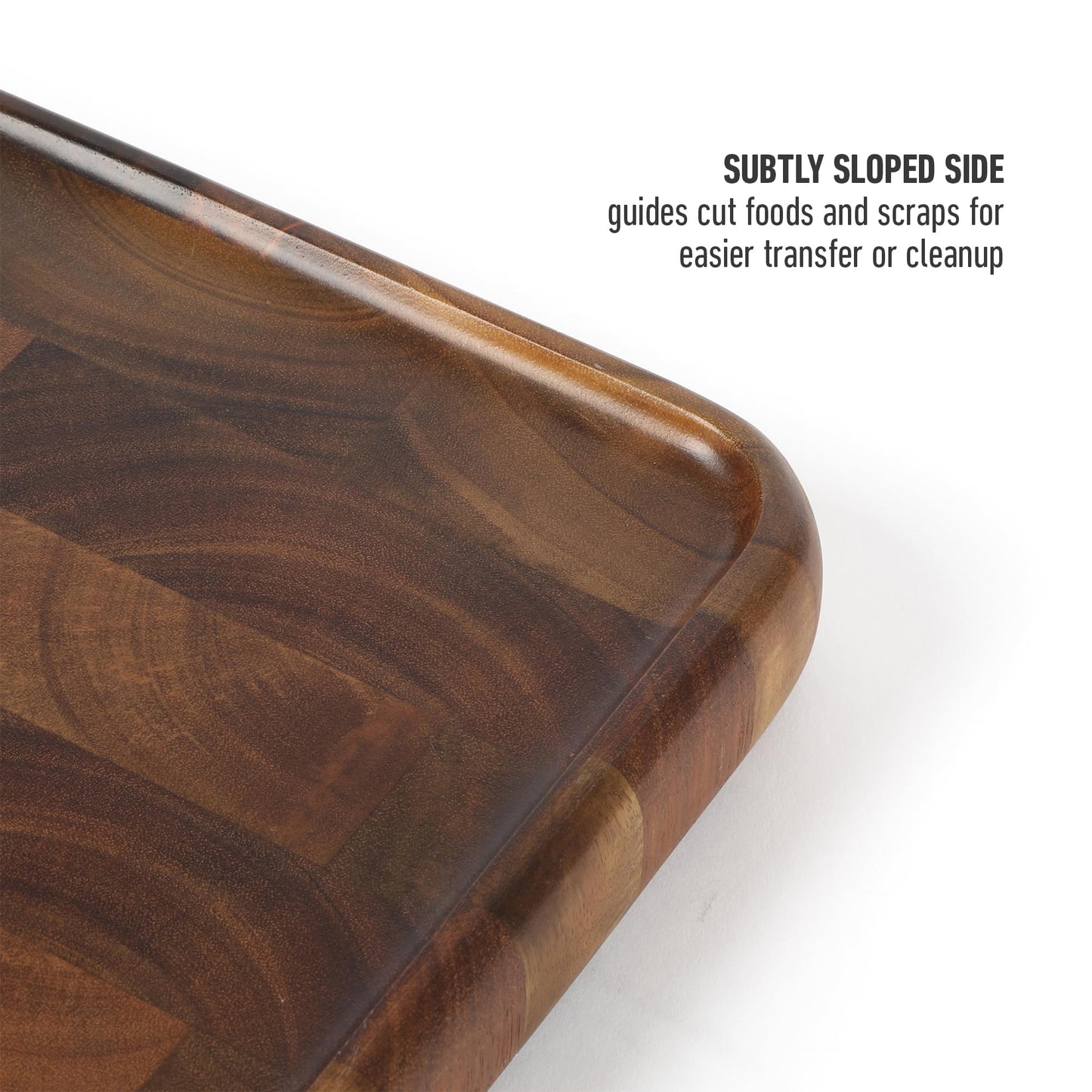 Calphalon Edge Guard Cutting Board, 13.6 x 9.5-Inch End-Grain Acacia Wood Cutting Board, Wooden Chopping Block for Stable Cutting & Food Prep