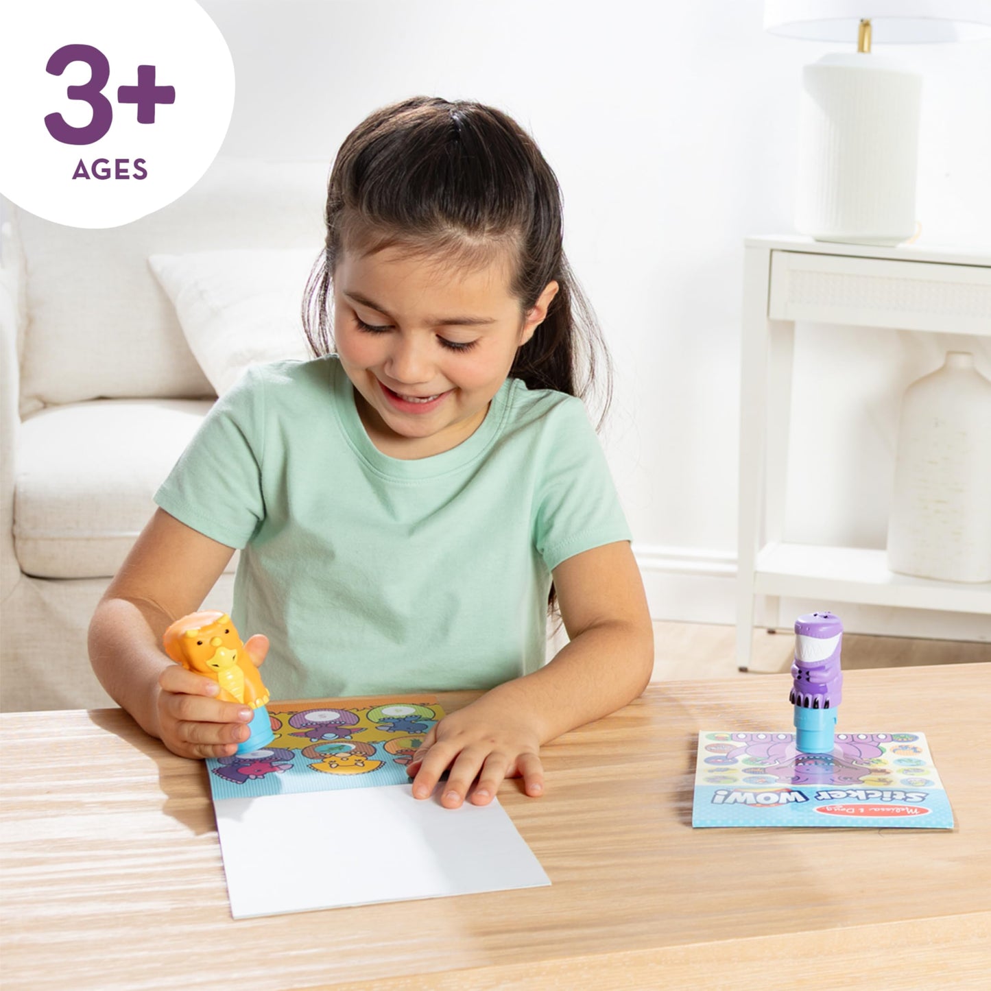 Melissa & Doug Sticker Wow!™ T-Rex and Triceratops Bundle: Two 24-Page Activity Pads, 2 Sticker Stampers, 900 Stickers, Arts and Crafts Fidget Toy Collectible Characters - FSC Certified