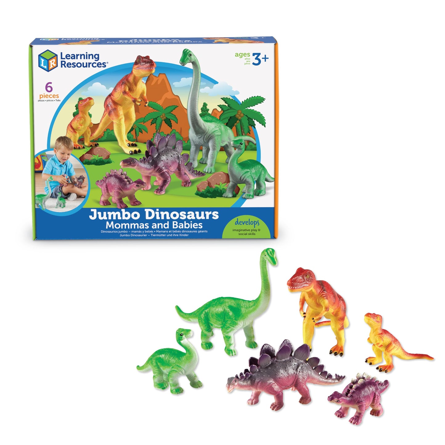 Learning Resources Jumbo Dinosaurs: Mommas and Babies Toy Set (6 Piece)