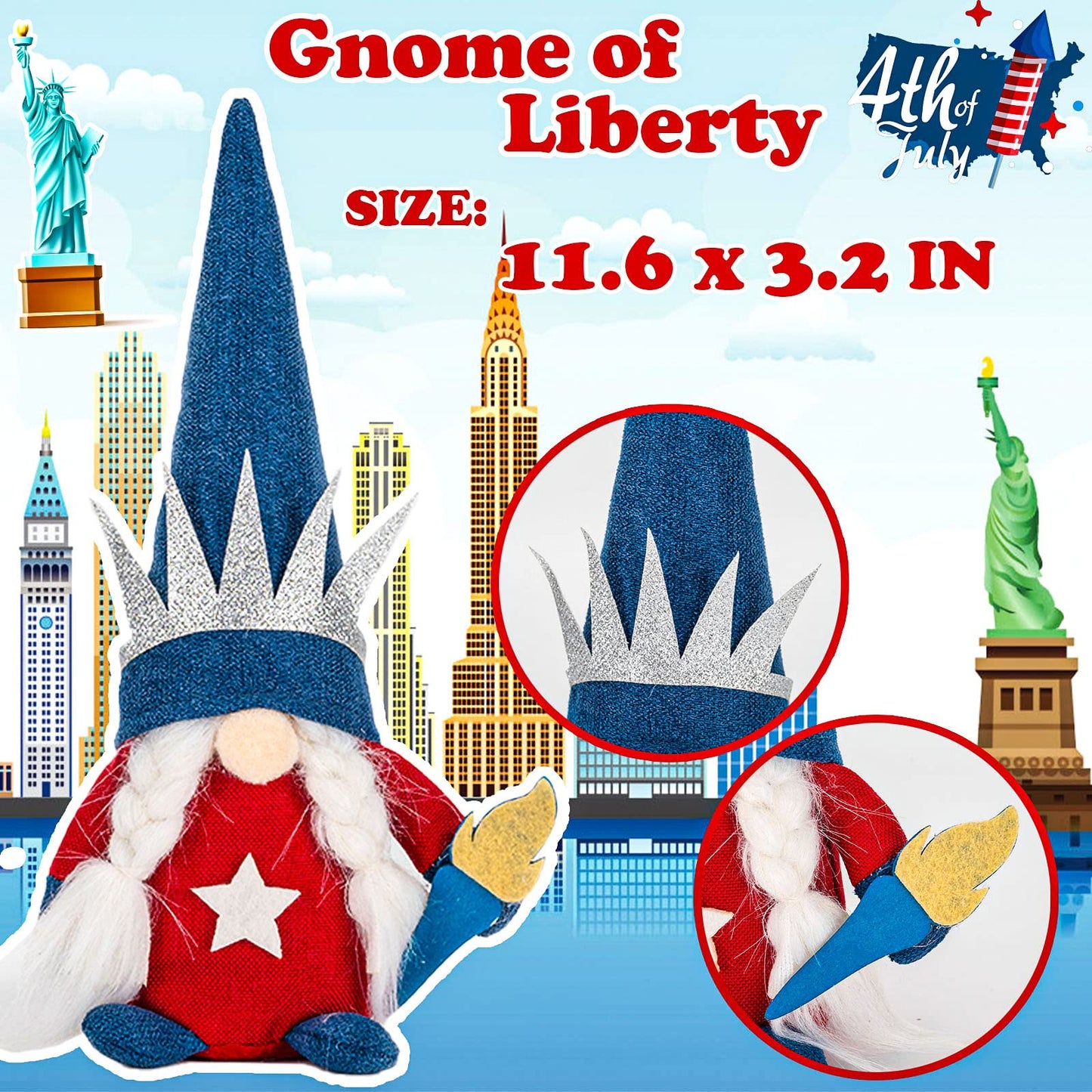 DraMosary 4Pcs Independence Day Gnomes