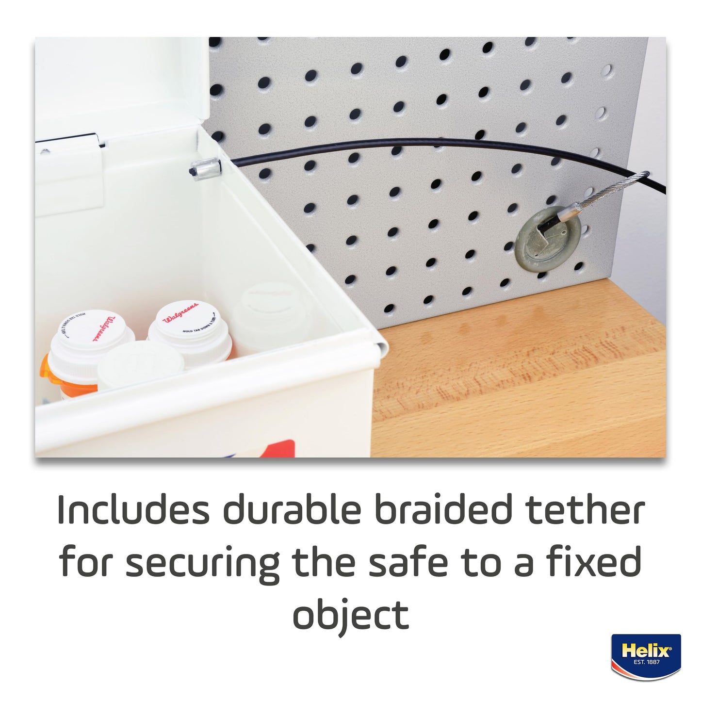 Helix All-Metal Lockable Drugs Security Chest, Includes Metal Tether and Mounting Hardware, (132480)