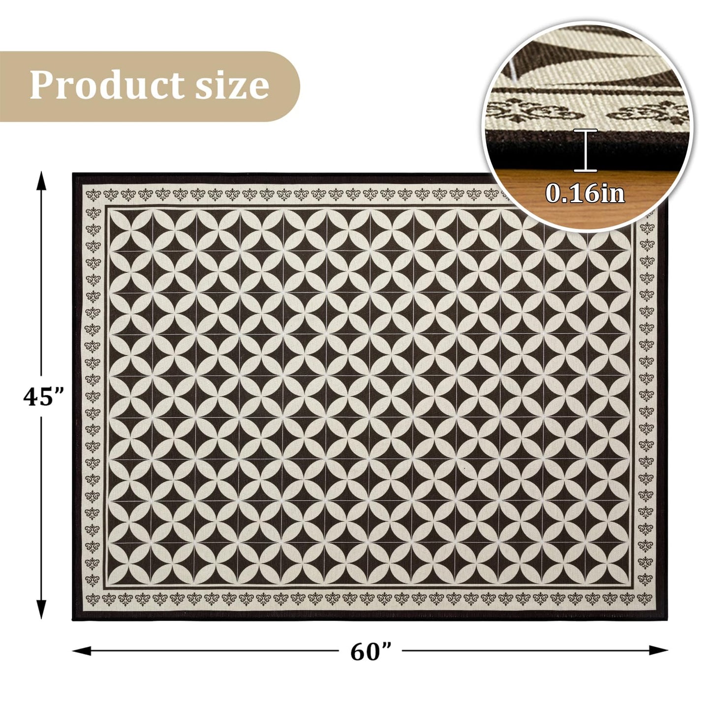 Office Chair Mat for Hardwood Floor, 60"x45" Easy Glide Computer Desk Mat Protector for Rolling Chair Under Desk Rug Nonslip Backing, Machine Wash, (Modern)