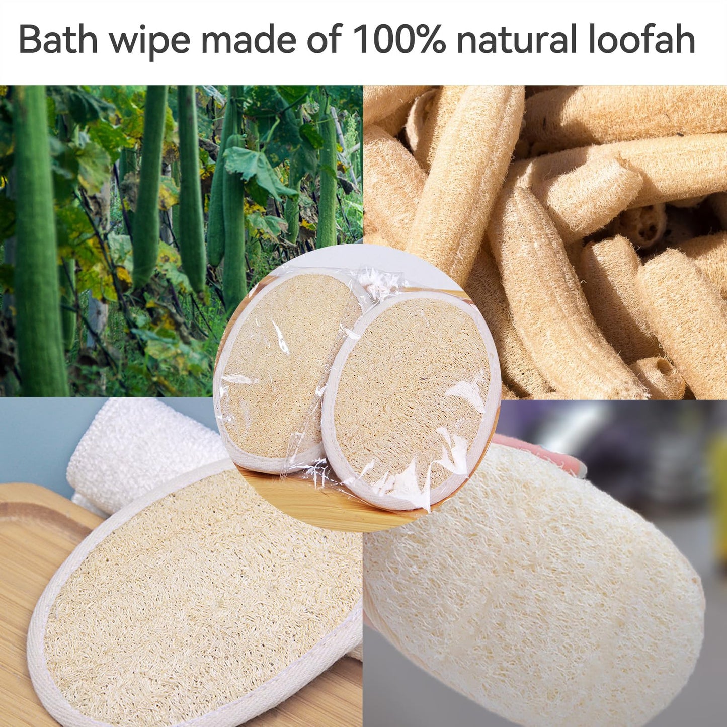 (50 Pcs) Kheoxusa Loofah Individually Wrapped,Individually Wrapped Loofahs,Individually Wrapped Loofah Exfoliating Body Scrubbers,Natural Loofah Luffa Pad Sponges Pouf Brush for Travel Bath Shower Spa