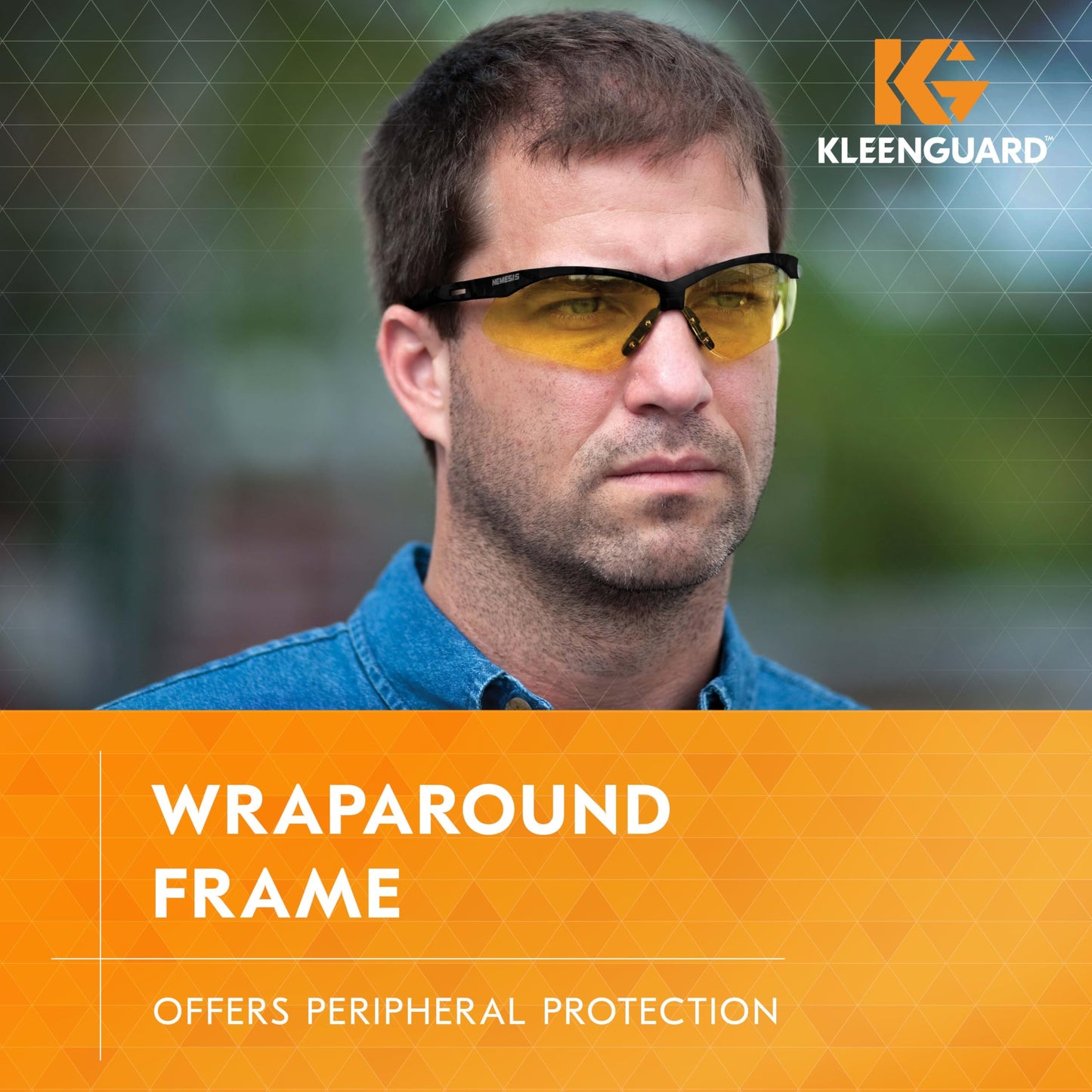 KleenGuard™ V30 Nemesis™ Safety Glasses (25659), Amber (Yellow) Lenses, Black Frame, Unisex for Men and Women (Qty 12)