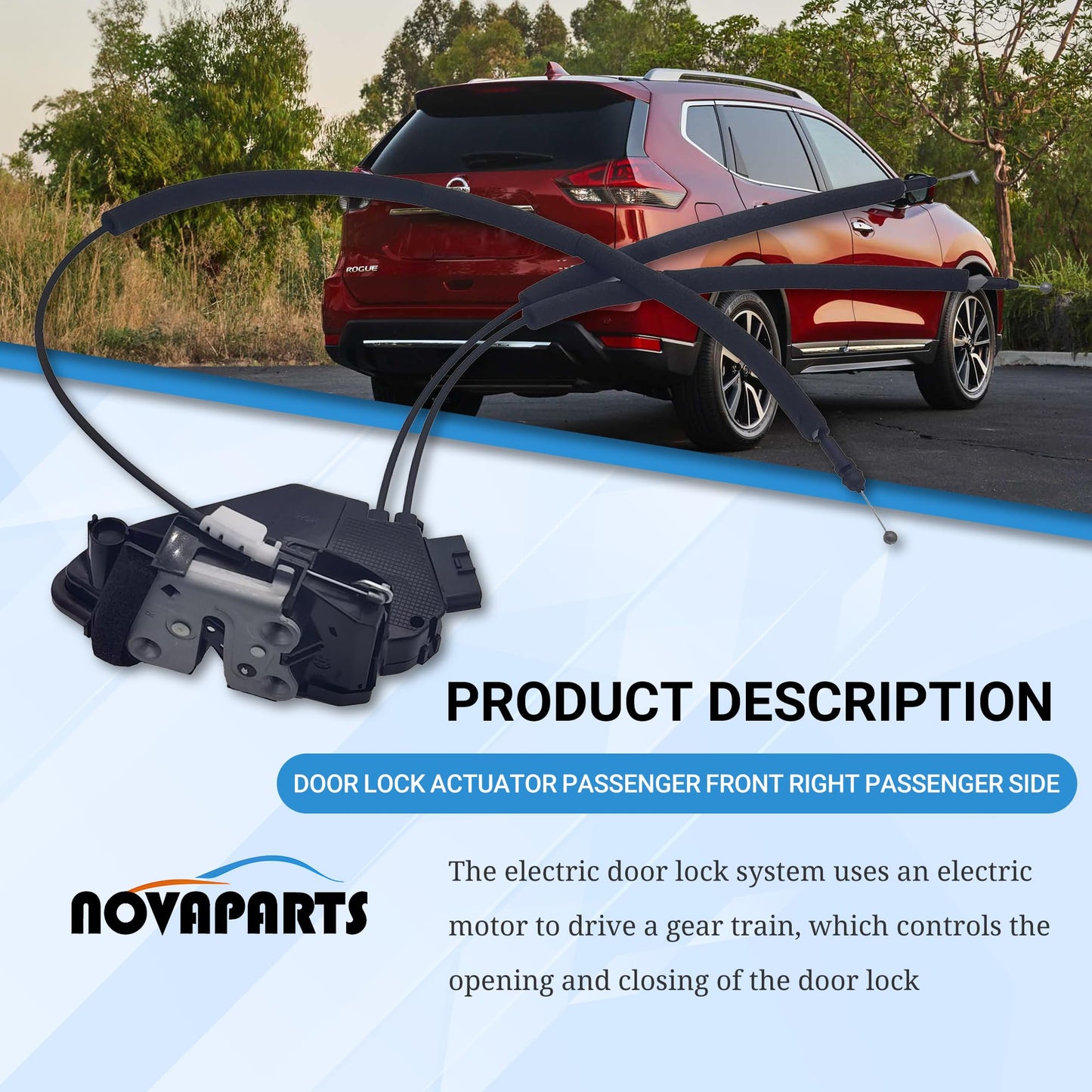 NOVAPARTS Door Lock Actuator Front Right Passenger Side for Nissan Rogue 2014 2015 2016 2017 2018 2019 2020 805004BA0A 80500-4BA0B