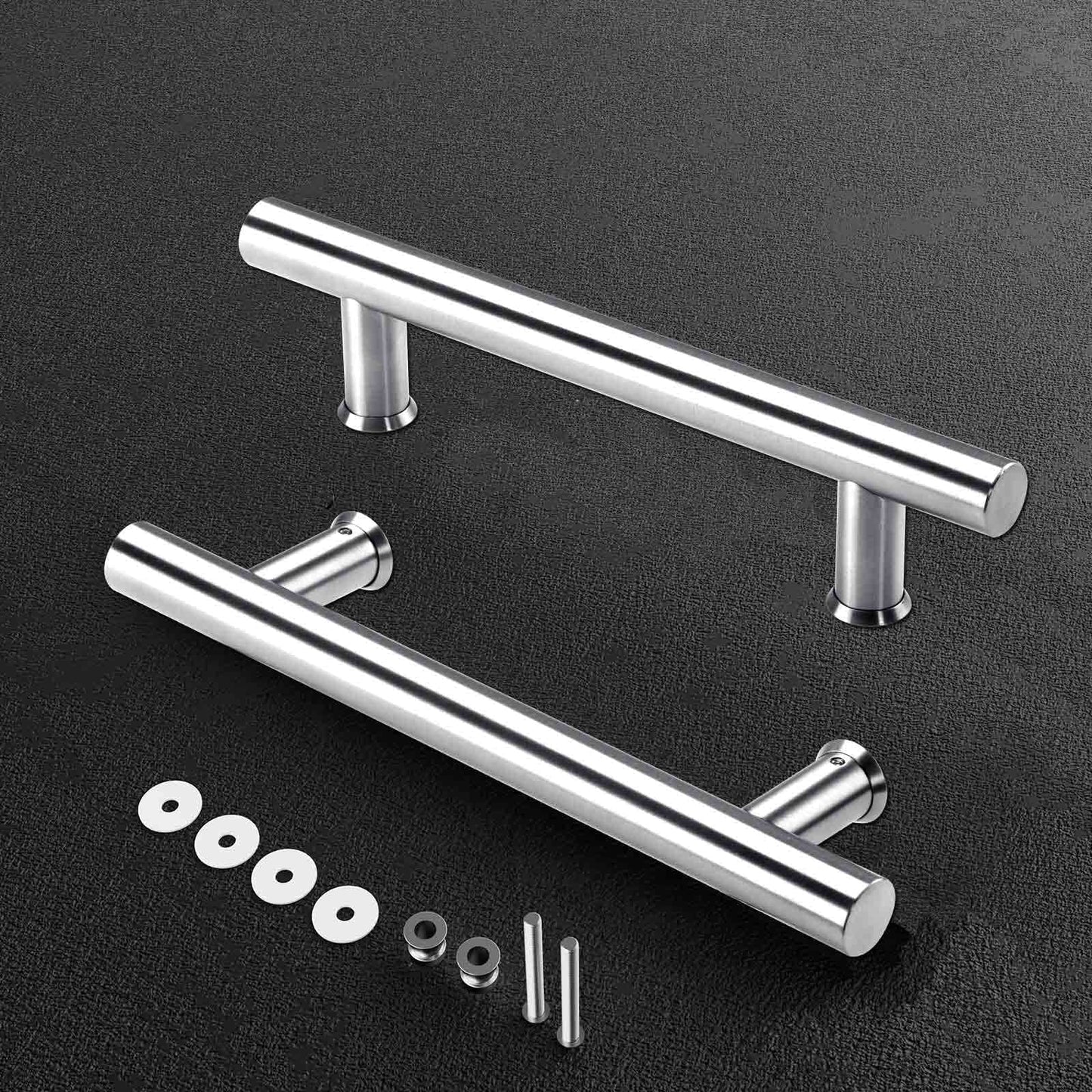 EaseLife 12" Stainless Steel Double Sided Push Pull Door Handle, H Shape Sliding Door Handle, Brushed, Fit for Glass Door Wooden Door, 2 Pack