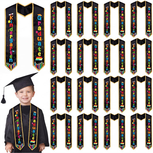 Chicingyou 24 Pcs Kindergarten Graduation Sash Bulk 2026 Grad Stole Preschool Sash for Kids Classroom Party Decoration Gifts(Black)