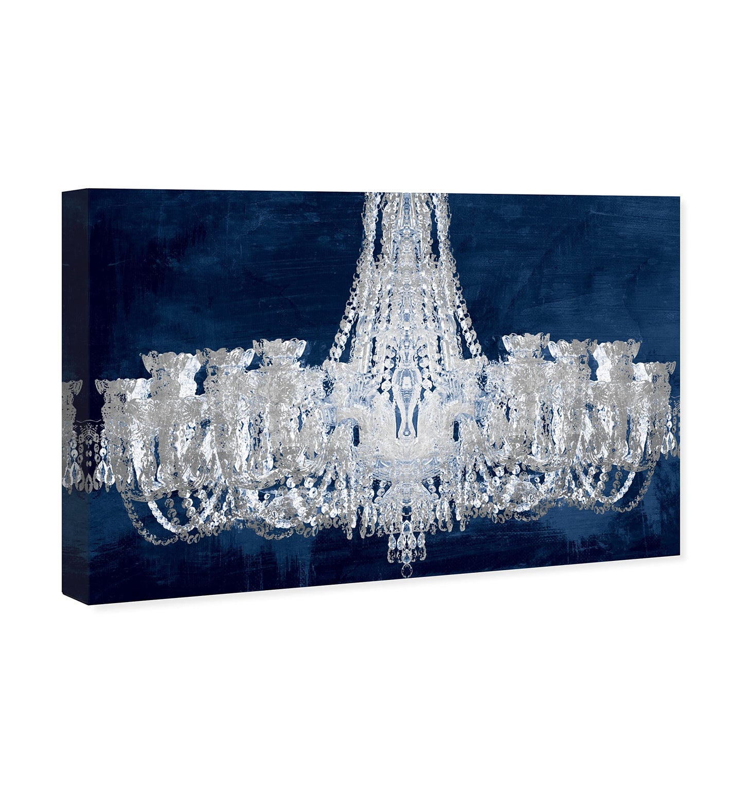 The Oliver Gal Artist Co. Fashion and Glam Wall Art Canvas Prints 'Royal Gala Night Silver' Chandeliers Home Décor, 30" x 20", Gray, Blue