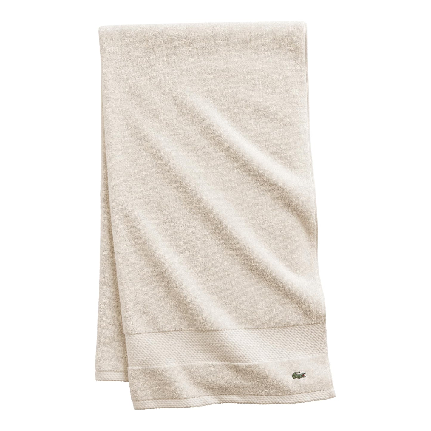Lacoste Heritage 100% Supima Cotton Bath Sheet, Chalk, 35" x 70" – Highly Absorbent & Quick Drying, Premium Super Soft Bath Towel, Bathroom Essential, Gift for All Occasions, Machine Washable