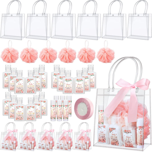 6 Sets Baby Shower Game Prizes for Winners Baby Shower Favors Gifts Include Lip Balms Hand Creams Body Lotions Bath Loofah Sponges Gift Bags
