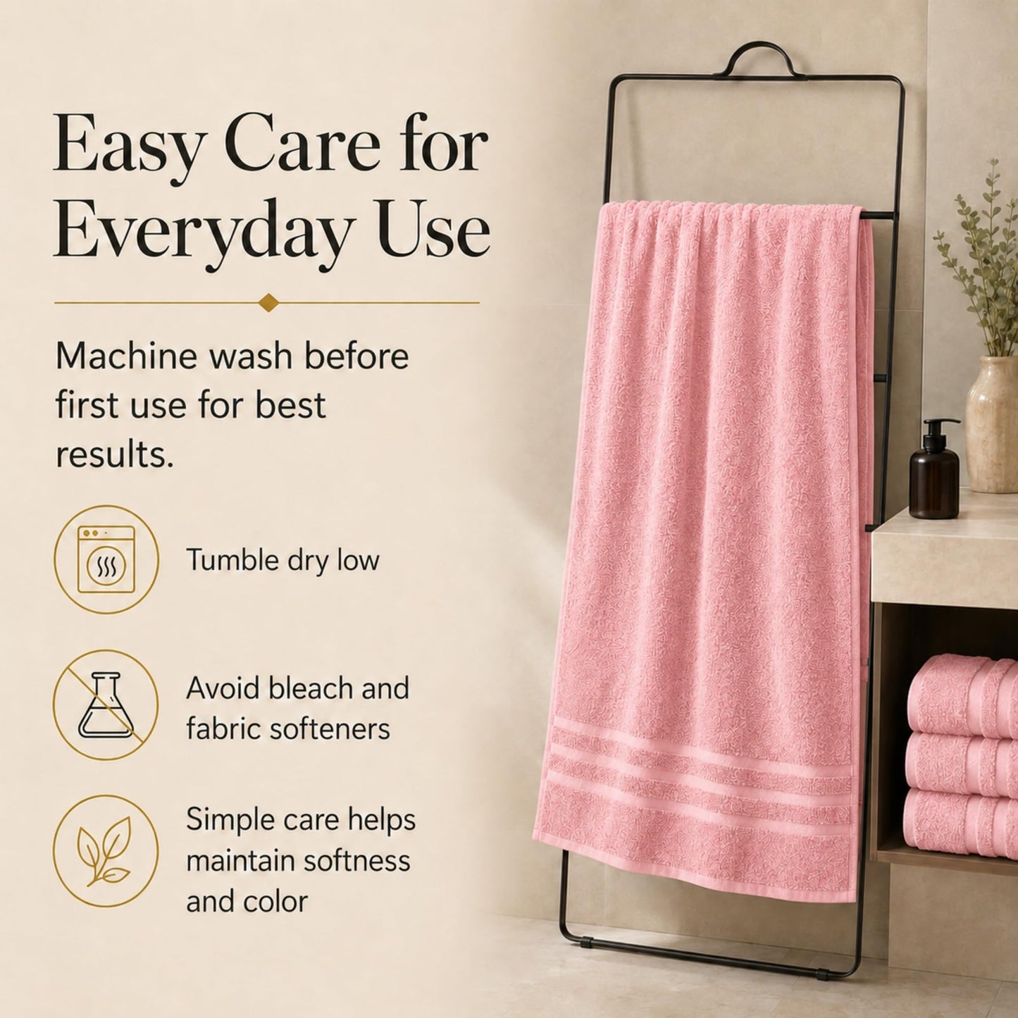 Velqora Bath Towels 4 Pack, 30 x 60 Inches, Large 100% Cotton Towels, Soft, Absorbent, Comfortable for Home, Spa, and Gym, (Pink,Gray,Beige,Blue)