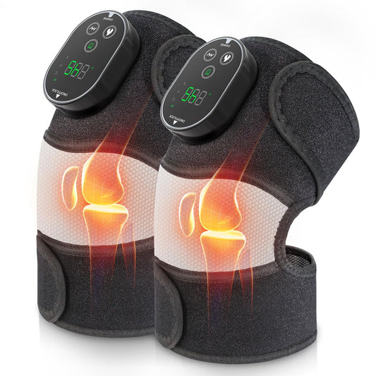 YUANBO Electric 3-in-1 Cordless Heated Massager with Heat for Knee Elbow Shoulder Wrap with 3 Vibration & Heating Modes (2 Pack)