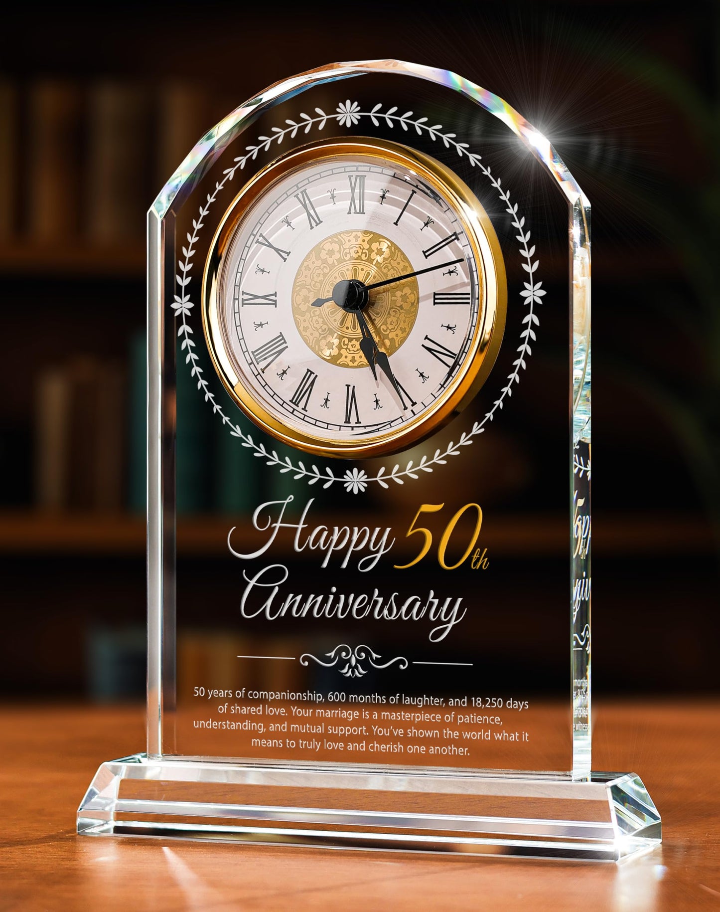 Sttokilly 50th Wedding Anniversary Crystal Quartz Clock,50 Years of Marriage Gift,Happy Golden Anniversary Decoration Gift,for Parents,Grandparents,Couple