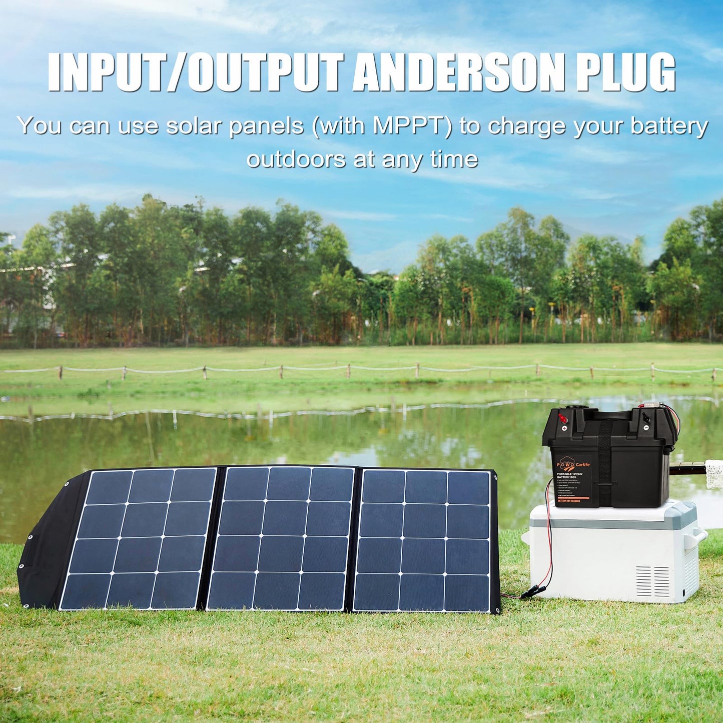 POWO Carlife Smart Battery Box Power Center with USB and DC Ports, Group 24-31 Battery Box for RV, Trailer, Boat, Lifepo4, Lithium