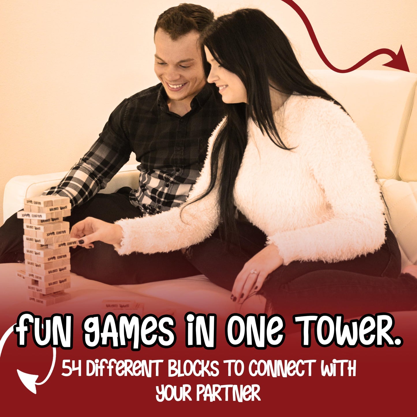Naughty Tower Questions Game - 54 Fun Conversation Starters - Commands for Game Nights, Date Nights, & to Deepen Connections - A Spin on Fun Classic Games Like Tumbling Wooden Block Tower Games