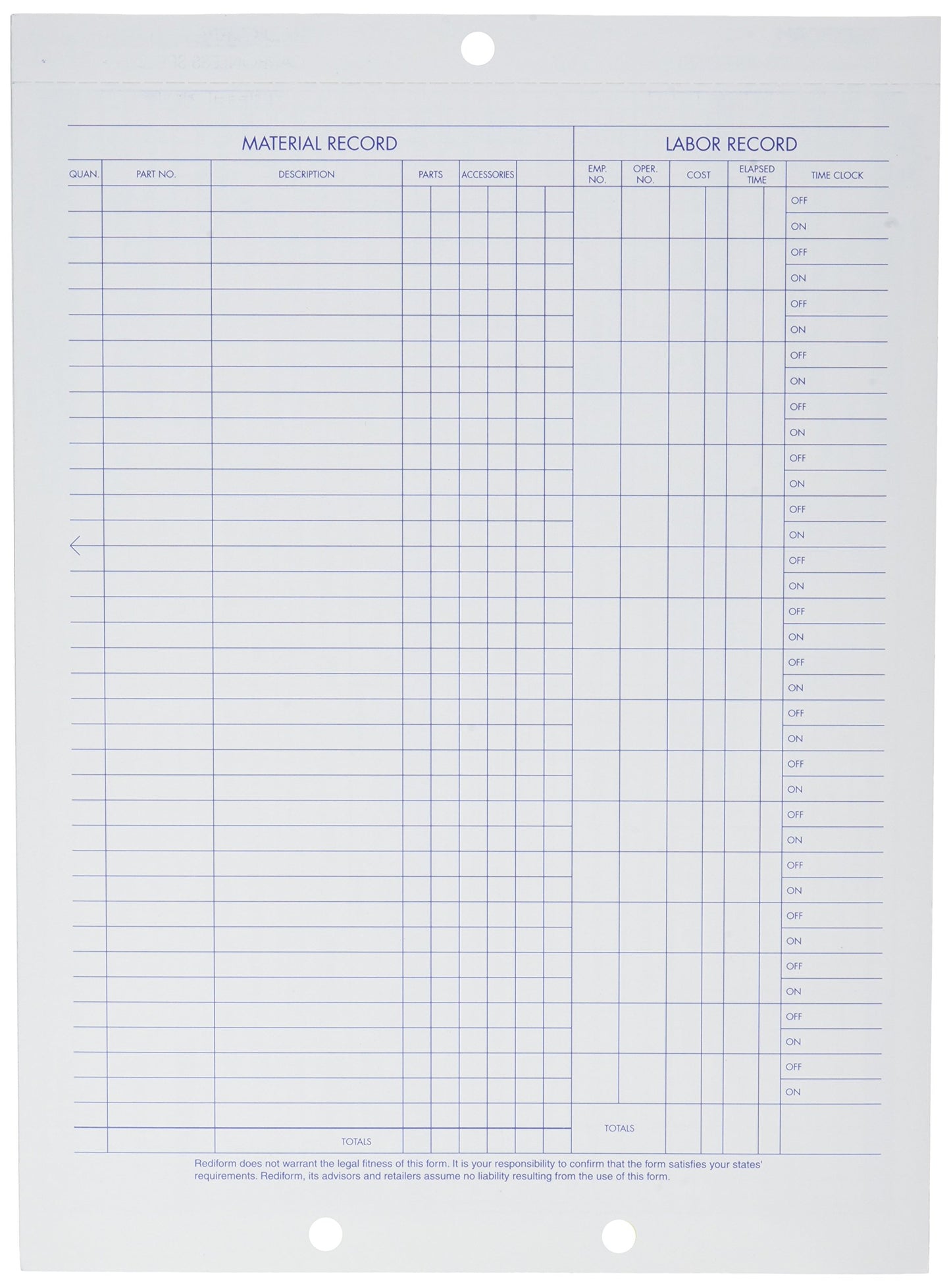 Rediform Auto Repair Polypack, Carbonless Triplicate Forms, 8.5" x 11.625", 50 Numbered Sheets (4P487)