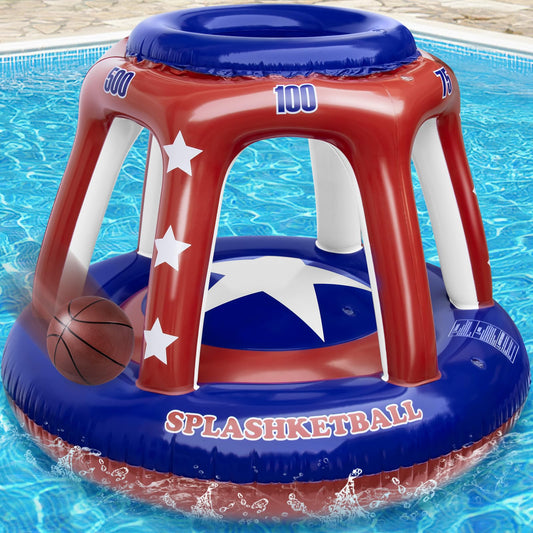 47" Swimming Pool Basketball Hoop Set - [2025] Thicker Inflatable Water Basketball Hoop with Ball, Fun Pool Games &Toys for Kids, Teens, Adults and Family