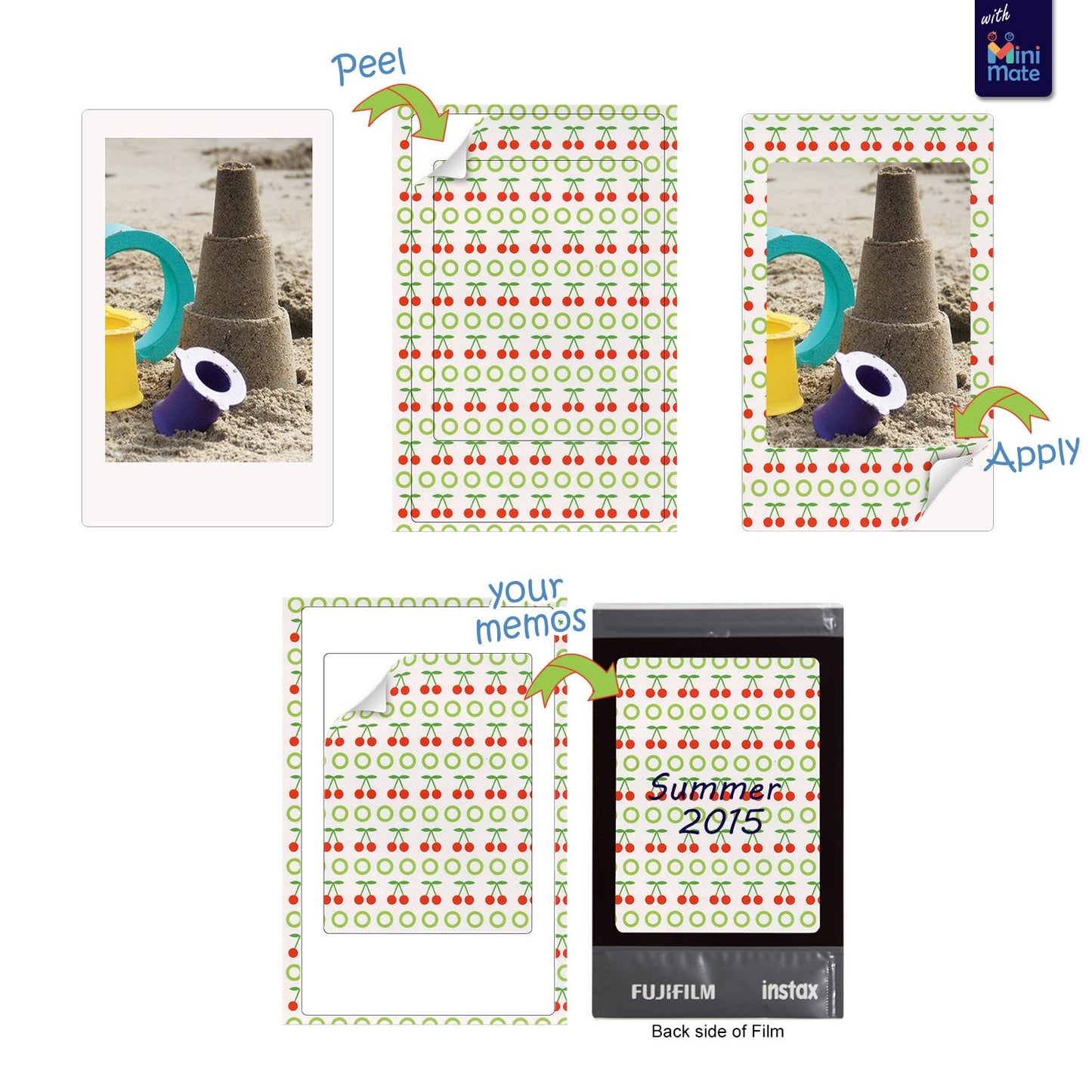 Fujifilm Instax Mini Instant Film (3 Pack, 60 Sheets) 5 Plastic Desk Frames + 10 Paper Frames Plus 60 Sticker Frames