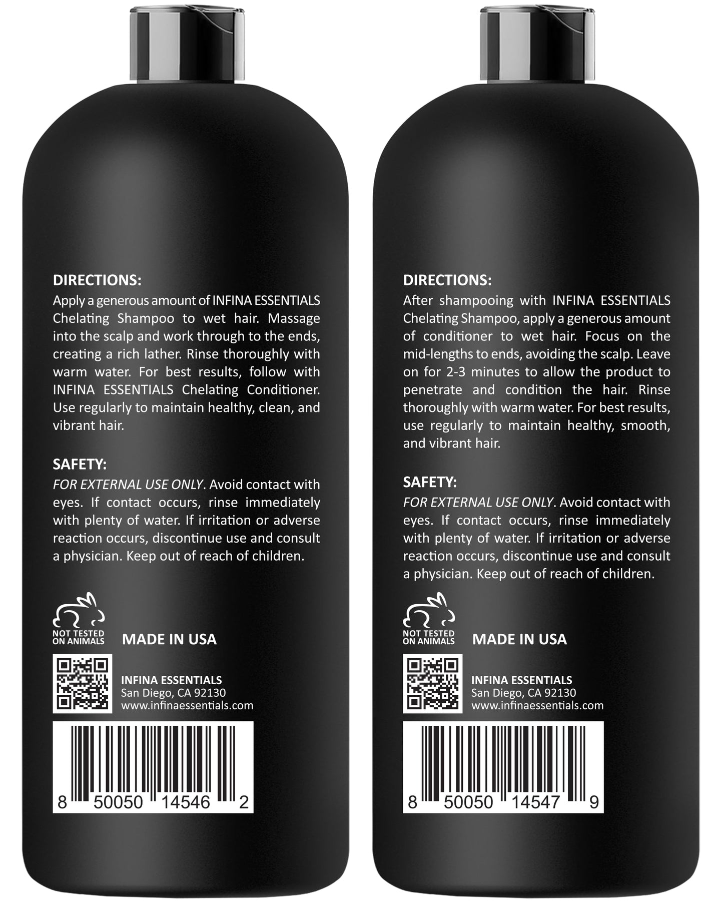 INFINA ESSENTIALS Chelating Hard Water Shampoo and Conditioner Set with Chelactik-3 & Rosemary Oil - Color Safe Metal Detox Shampoo and Conditioner for Mineral Build-Up & Swimmers Hair - 16 fl oz each