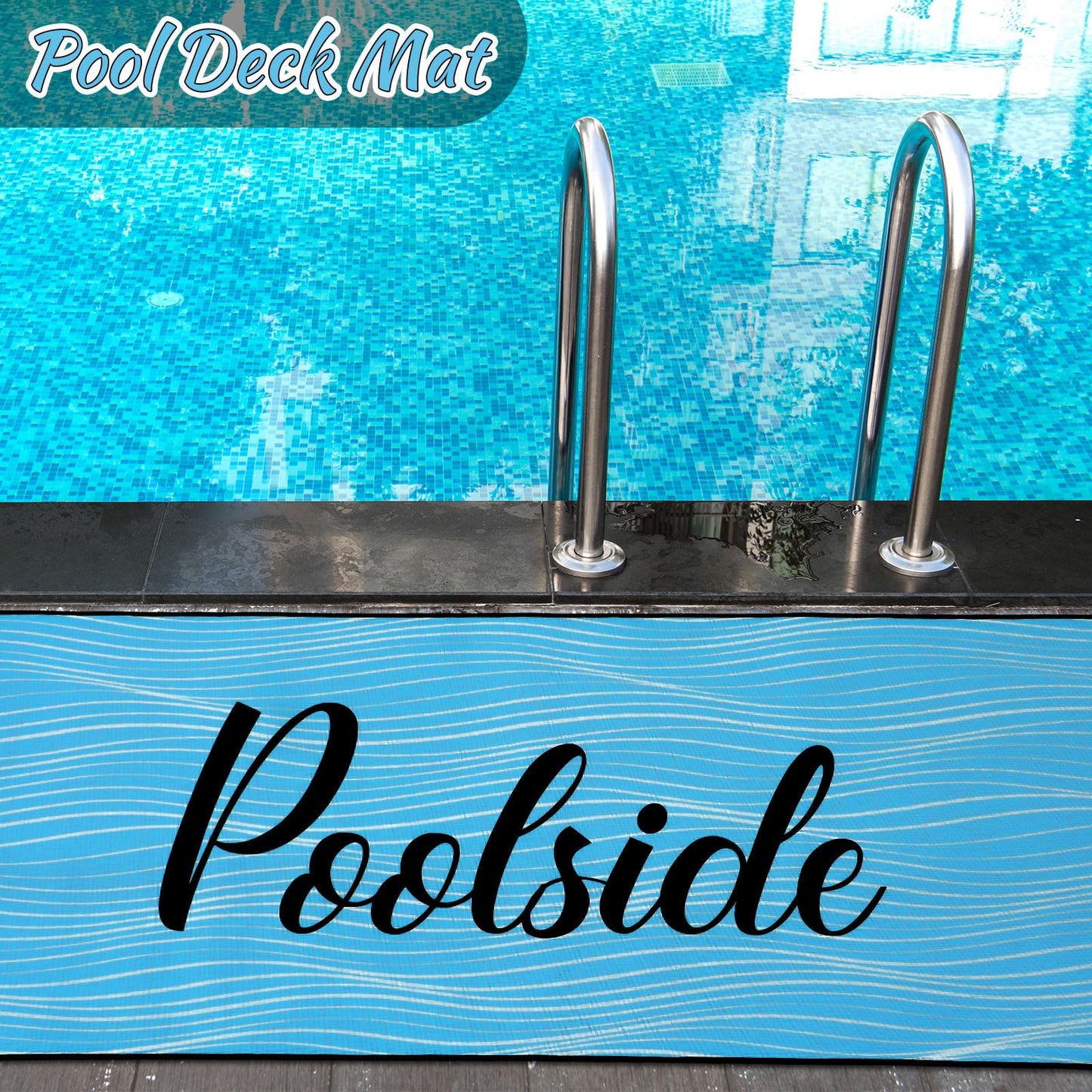 Tinideya Pool Mat Poolside Non Slip Mat Walk Pool Deck Mats Rugs for Floor Outdoor Rubber Mats with Drainage Outdoor and Indoor Dock Safety(Blue,23.62" X 67.72")