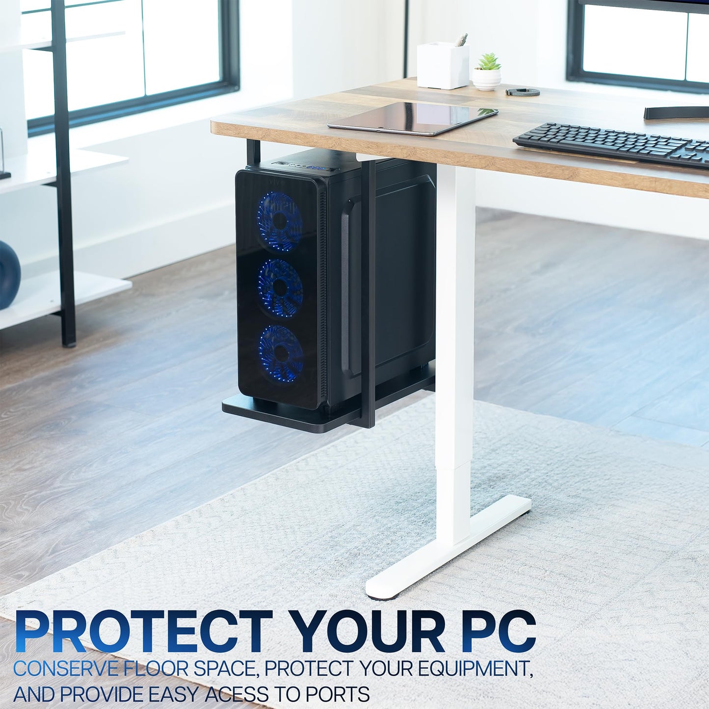 VIVO Heavy Duty Under-Desk PC Mount Shelf, Computer CPU Holder, Supports up to 44 lbs, Black, Mount-PCSF1