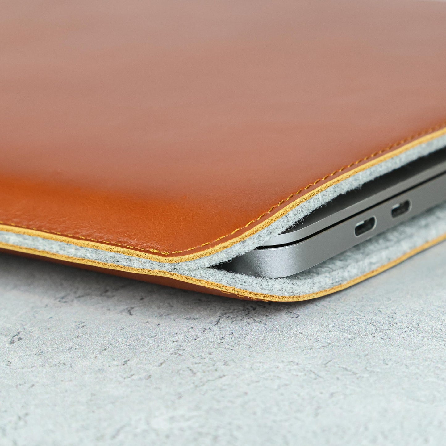 Casemade Real Leather Laptop Sleeve for MacBook Pro & Air Fits 13, 14, 15 & 16 Inch - Genuine Full Grain Leather with Soft Wool Lining (16 Inch - 2021+ M1/M2/M3/M4)