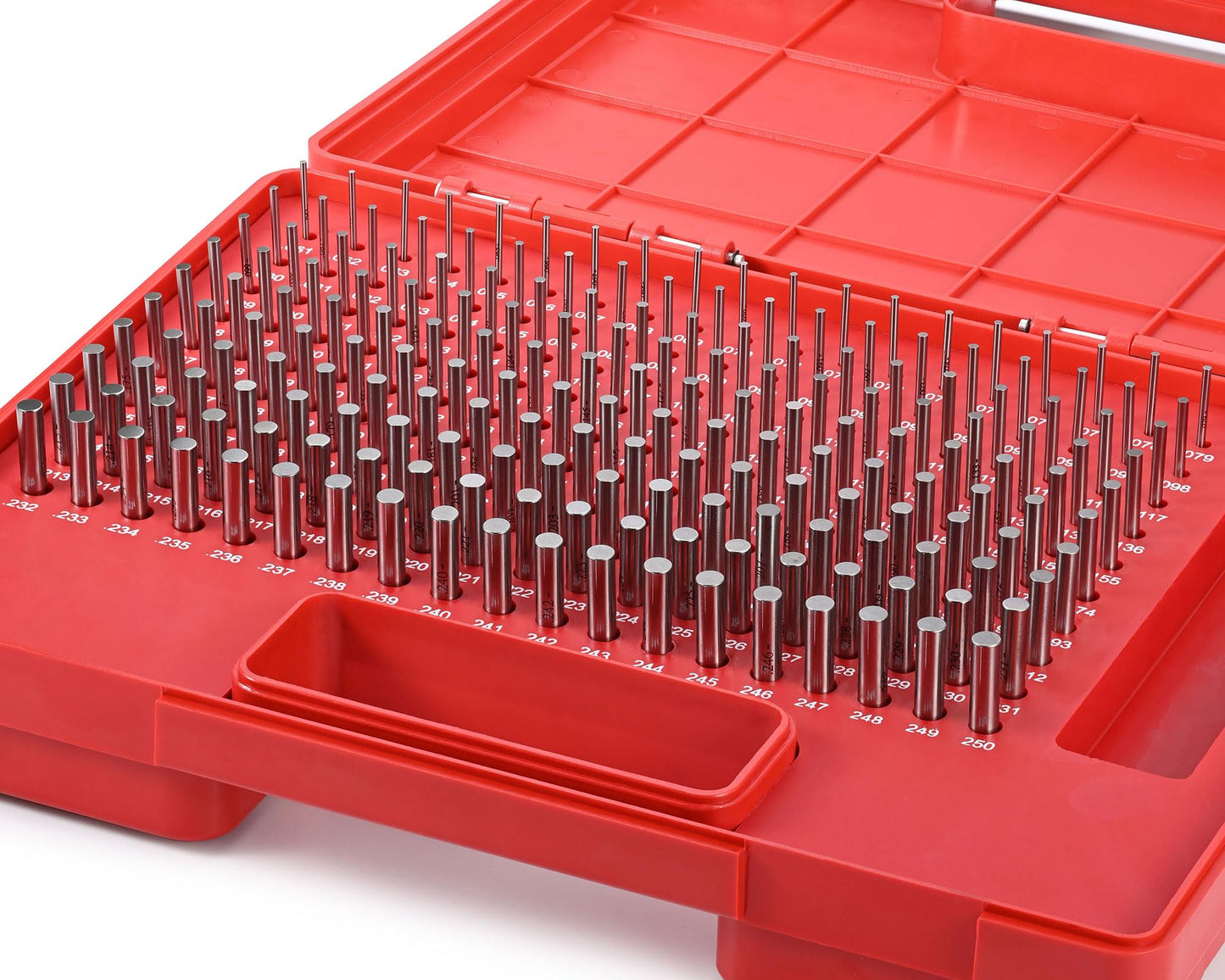 Pin Gauges, Pin Gage Set, M1(0.061”-0.250”)190pcs, Minus, Class ZZ, with Storage Case