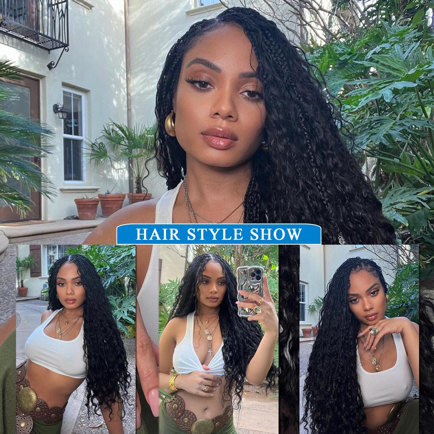Coolbeeza Human Braiding Hair 22 Inch Deep Water Wave Bulk Human Hair for Braiding 12A Brazilian Virgin Curly Hair for Boho Braids Wet and Wavy No Weft 2 Bundles 100g Hair Extensions