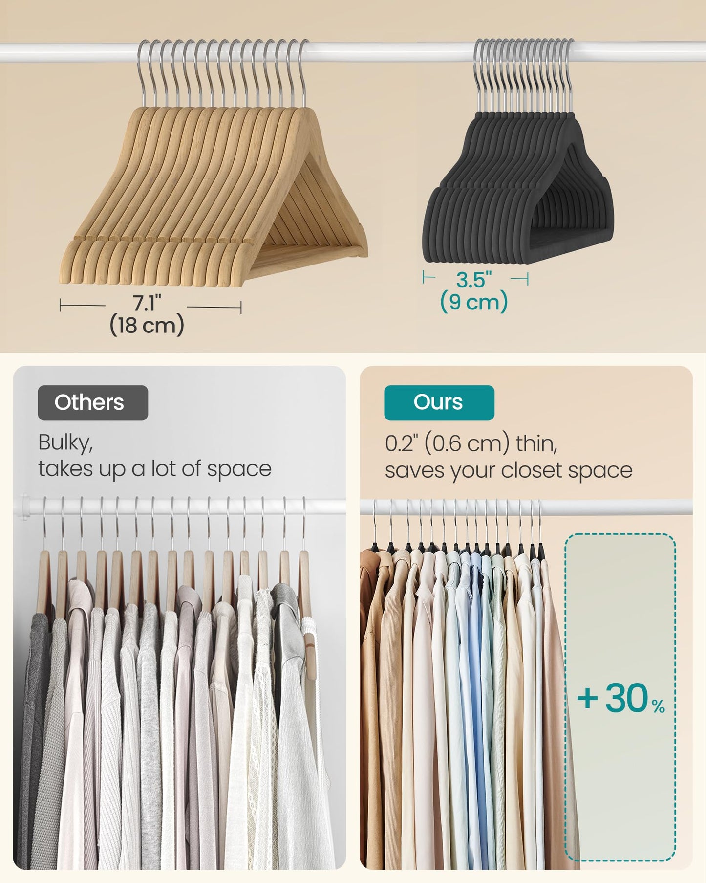 SONGMICS Velvet Hangers 100 Pack, Non-Slip Clothes Hangers with Silver-Colored Swivel Hooks, Slim Space-Saving for Closet, Heavy-Duty, Black UCRF026BZ02S