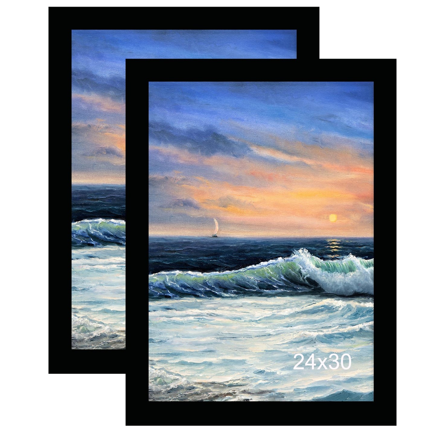 LUCKYLIFE 24x30 Picture Frame, Wall Hanging Poster Frames, Display Pictures 24 x 30 without Mat, Pack of 2, Black
