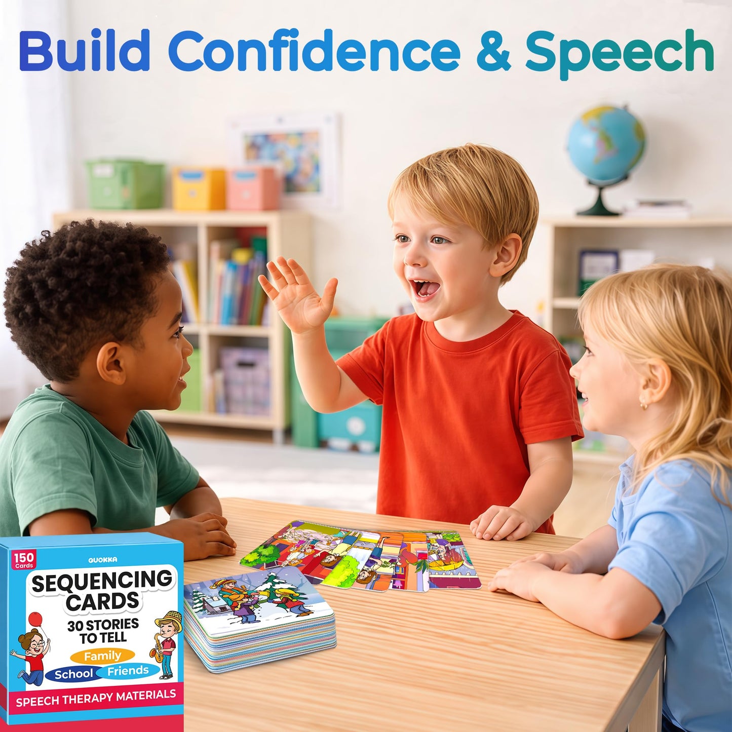 QUOKKA Sequence Speech Therapy Toys for Toddlers 3-4 - Autism Learning Materials for Kids 5-7 - Create a Story Cards Sentence Building - ABA Therapy Social Skills - Storytelling Picture Game