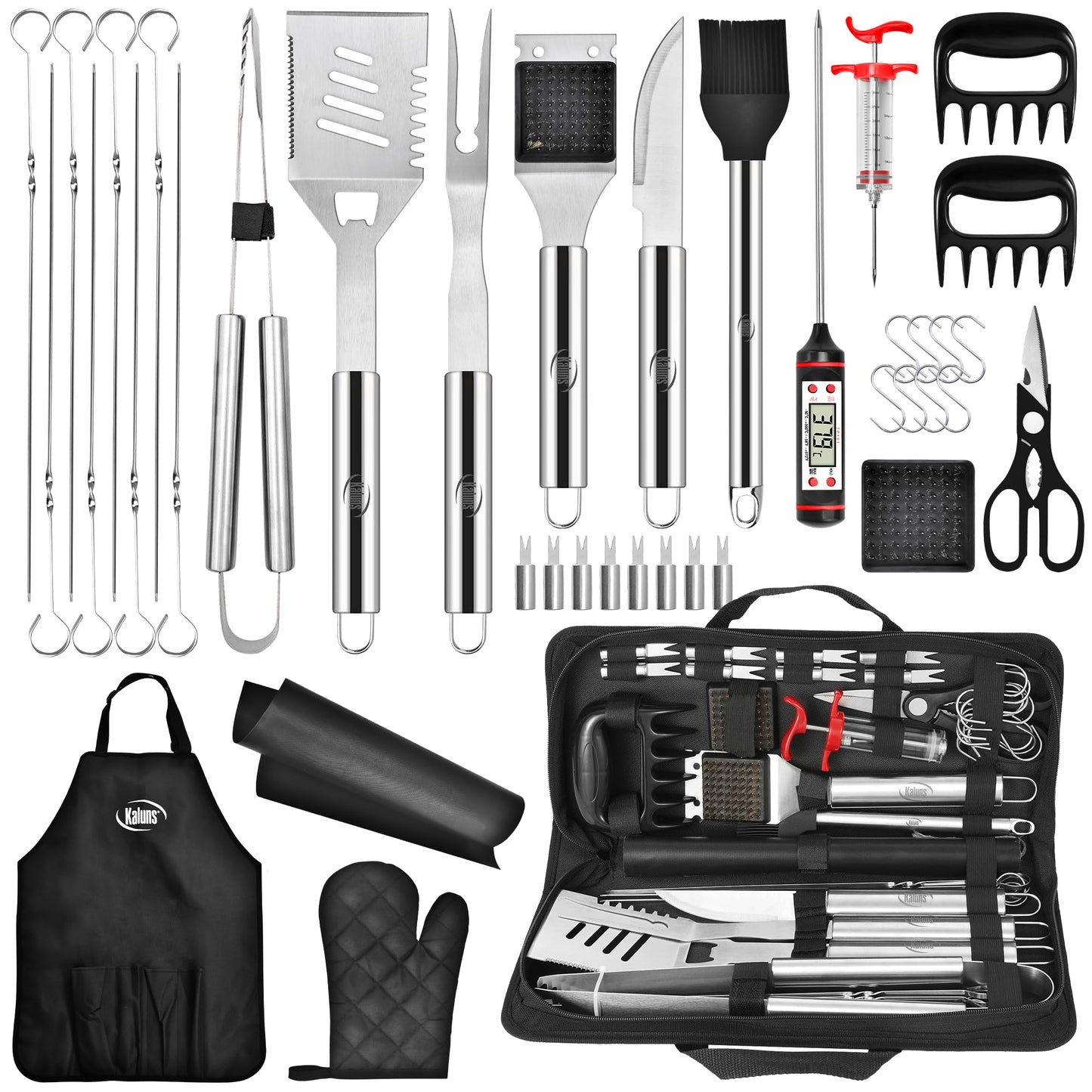 Kaluns BBQ Accessories, Complete Grill Set Grilling Gifts, 40 Pcs Premium Heavy Duty Stainless Steel Barbecue Grill Accessories for Outdoor Grill, Mens Valentines Day Gifts for Him