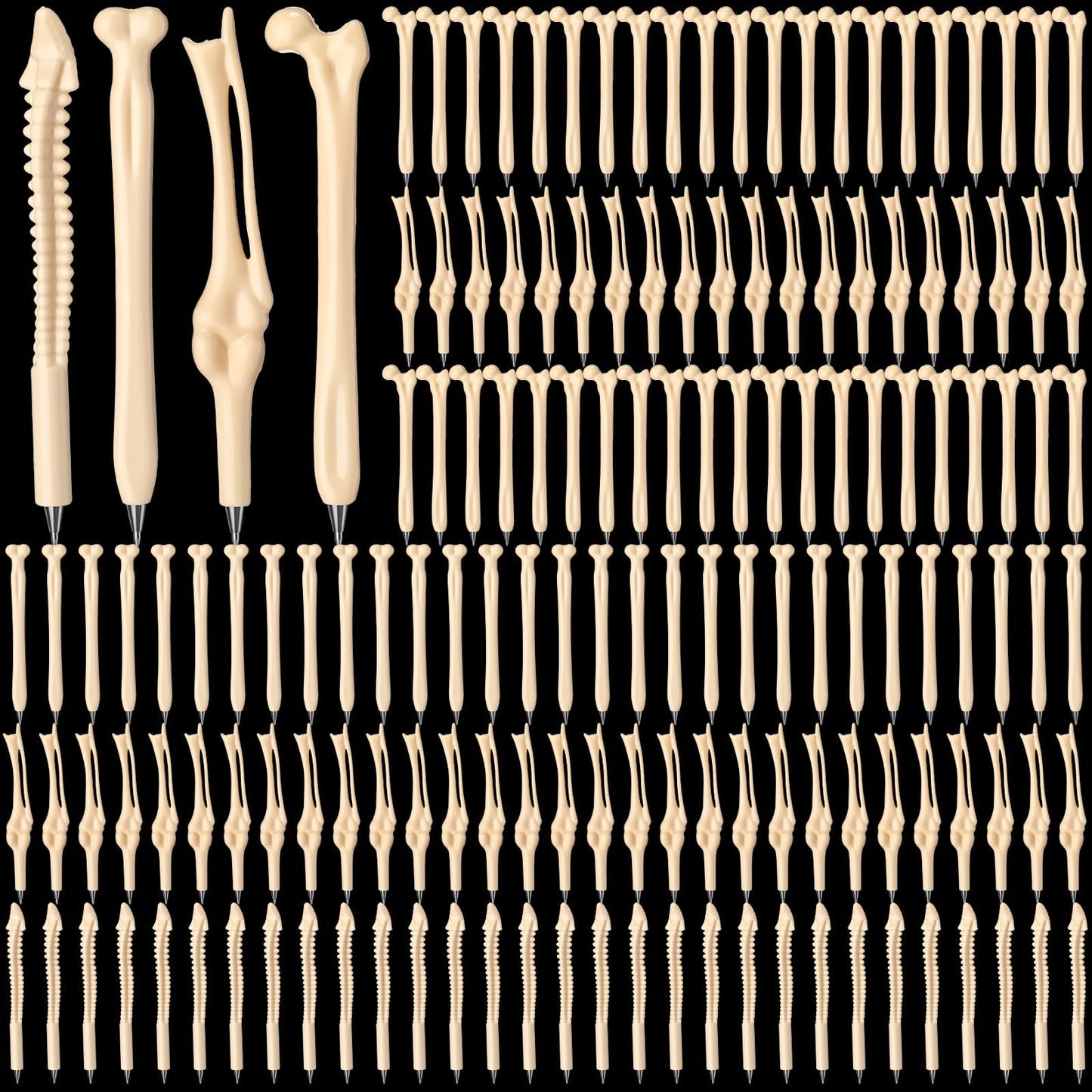 Yeaqee 200 Pieces Black Ink Bone Shape Ballpoint Pens Funny Novelty Bone Ballpoint Pens Doctor Gifts for Men Doctor Nurse Party Crazy Student Gift Halloween Thanksgiving Supplies