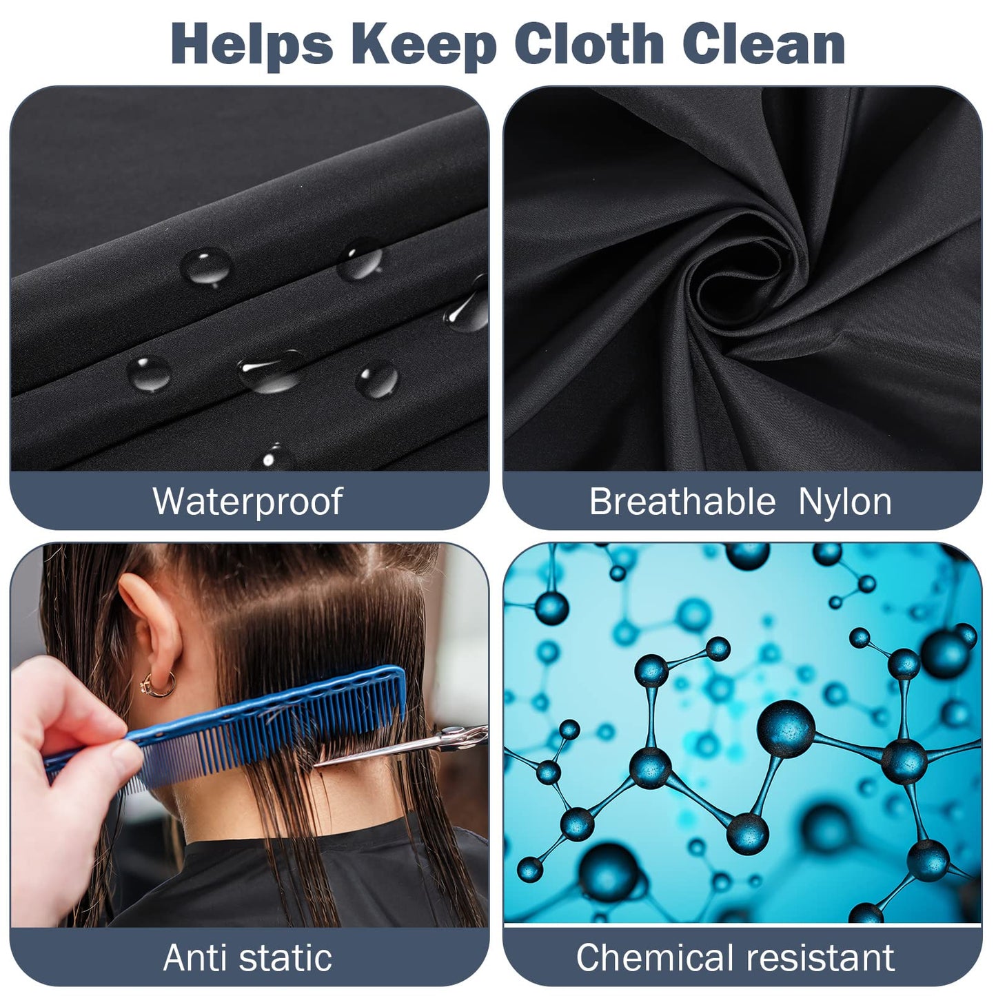 12Pcs Barber Cape 64 x 56'' Large Waterproof Hair Cutting Salon Cape Adjustable Snaps for Hair Dye Salon Stylist Supplies(Black)