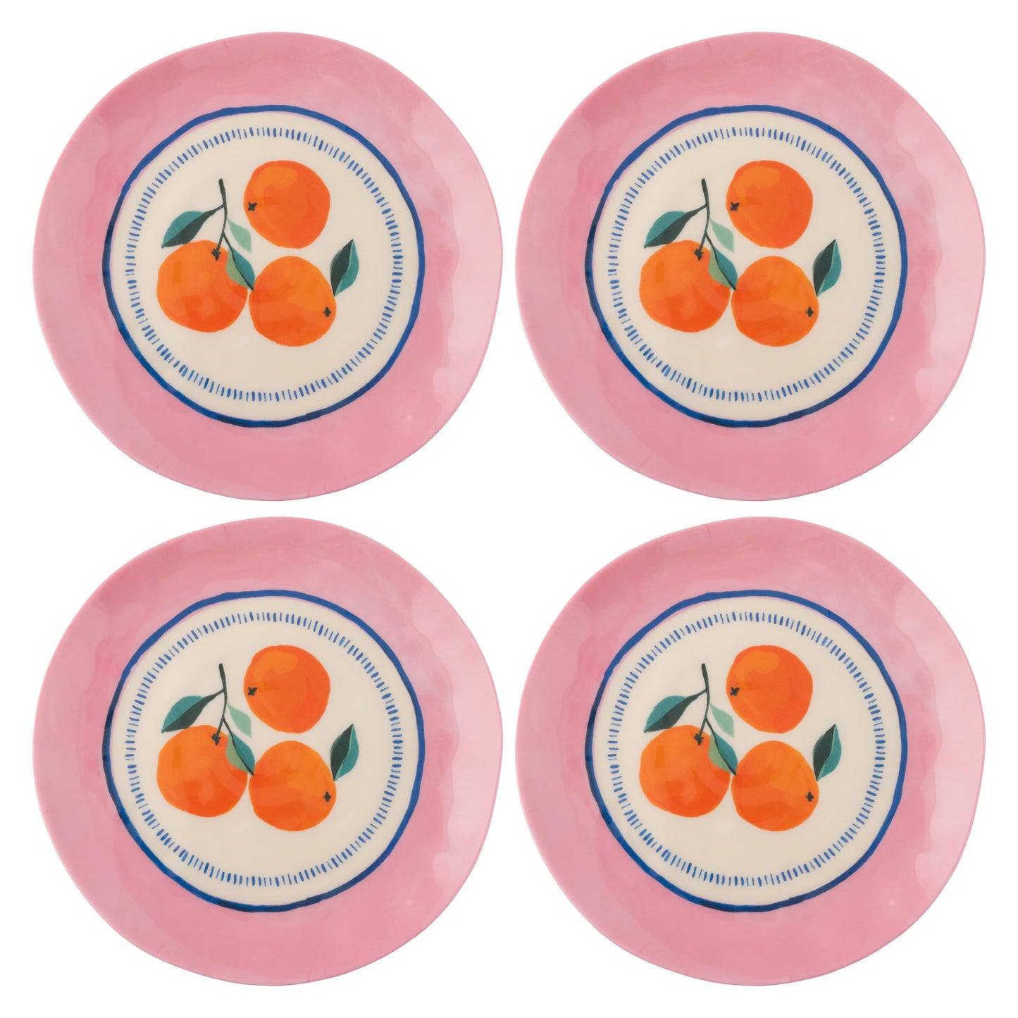 Karma, 8.75 inches Melamine Salad Plates Set of 4, Reusable Dishwasher Safe Plates for Outdoor and Indoor, Oranges