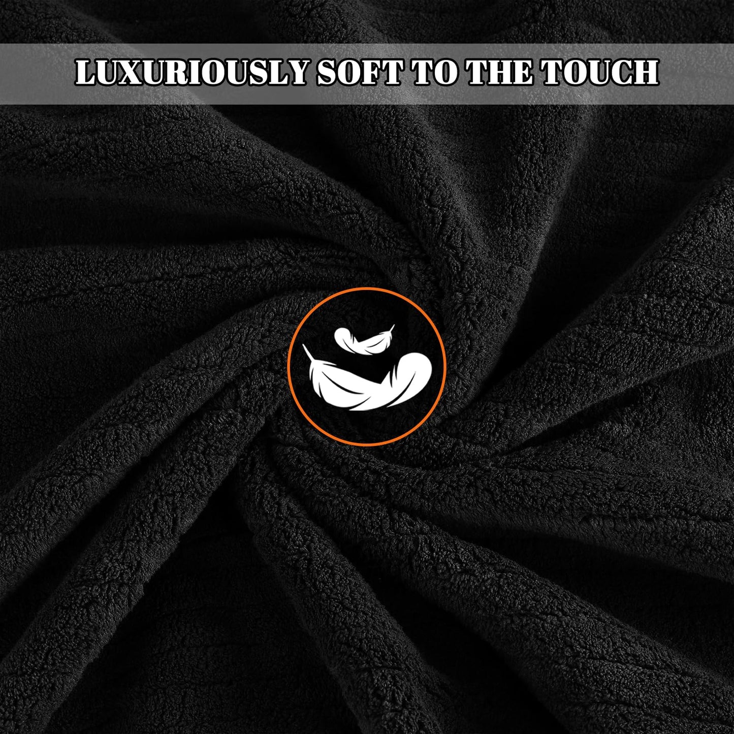 Lunoku Bath Towels Set of 4 Extra Large 35 x 70 Inches,Luxury Thick High Absorbent and Quick Dry Bath Sheet,Ultra Soft Microfiber,Bathroom,Beach,Yoga,Sport,SPA,Fitness (Black)