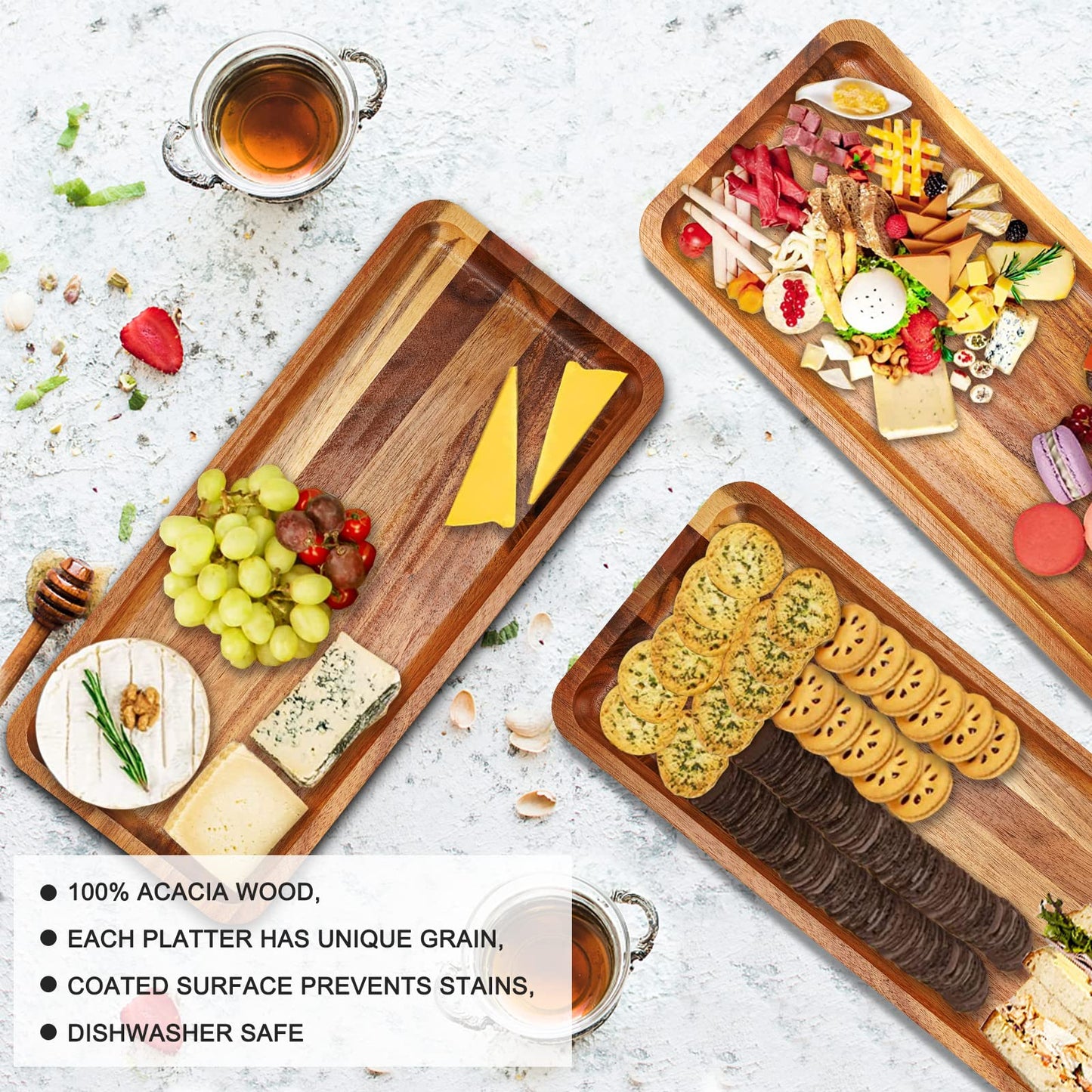 Manspdier 3 Tier Cupcake Stand & Towers Serving Tray for Party, Acacia Wooden Dessert Table Display Set, Decorative Tiered Decor Small Chees Charcuterie Boards Rustic Wood Platters Trays, (A010)
