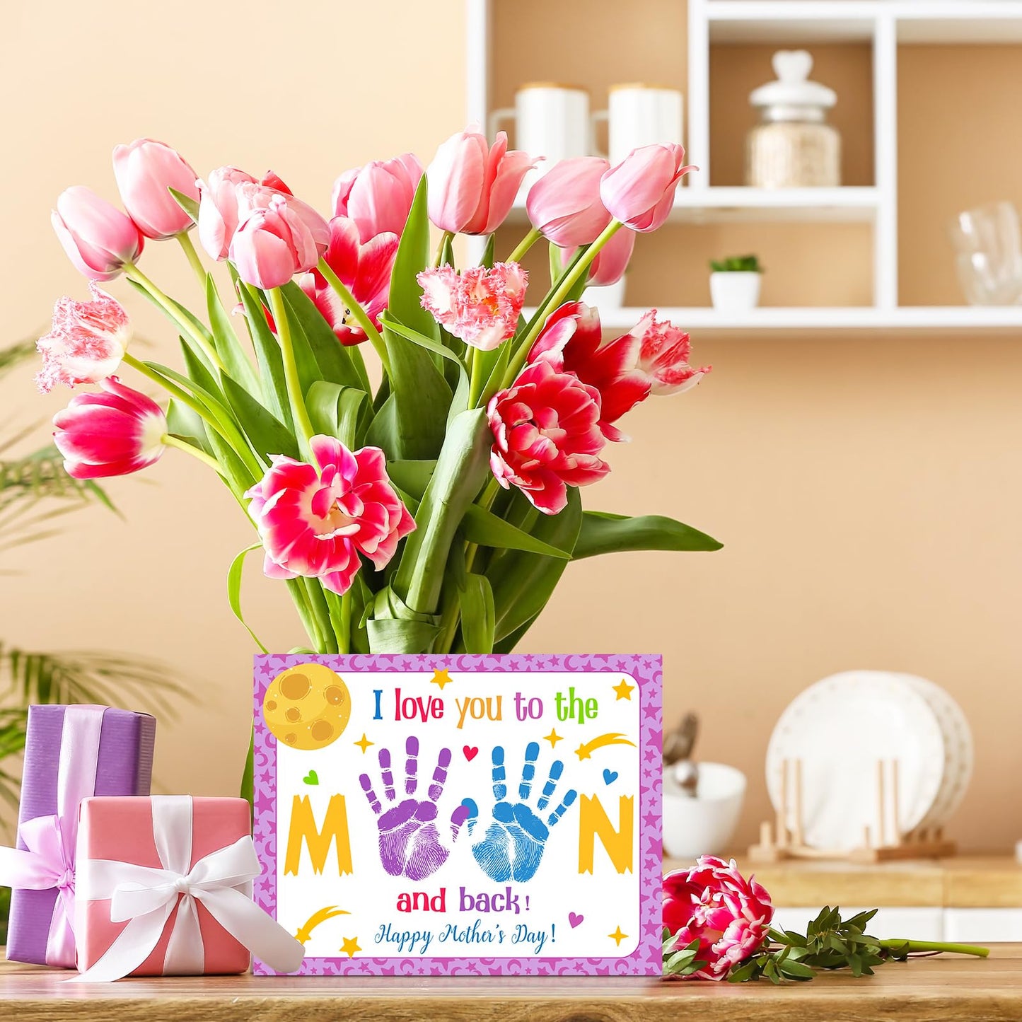 Beeveer 96 Pcs Picture Frame Crafts for Kids DIY Handprint Flower Pot Hand Keepsake Picture Frame Craft Gifts with Flower Stickers for Spring Party Kids Classroom Home Activities ()