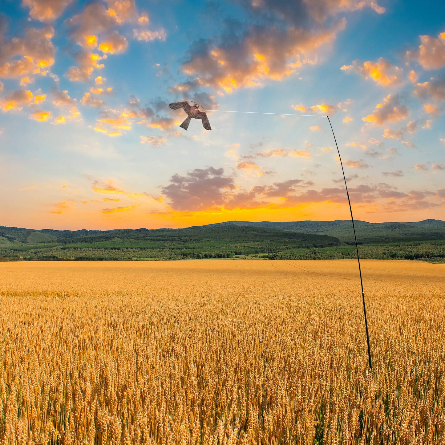 eyijklzo Bird Scarer Flying Kite Crops Farm Flying Bird Hawk Flying Kite with 4m Telescopic Pole