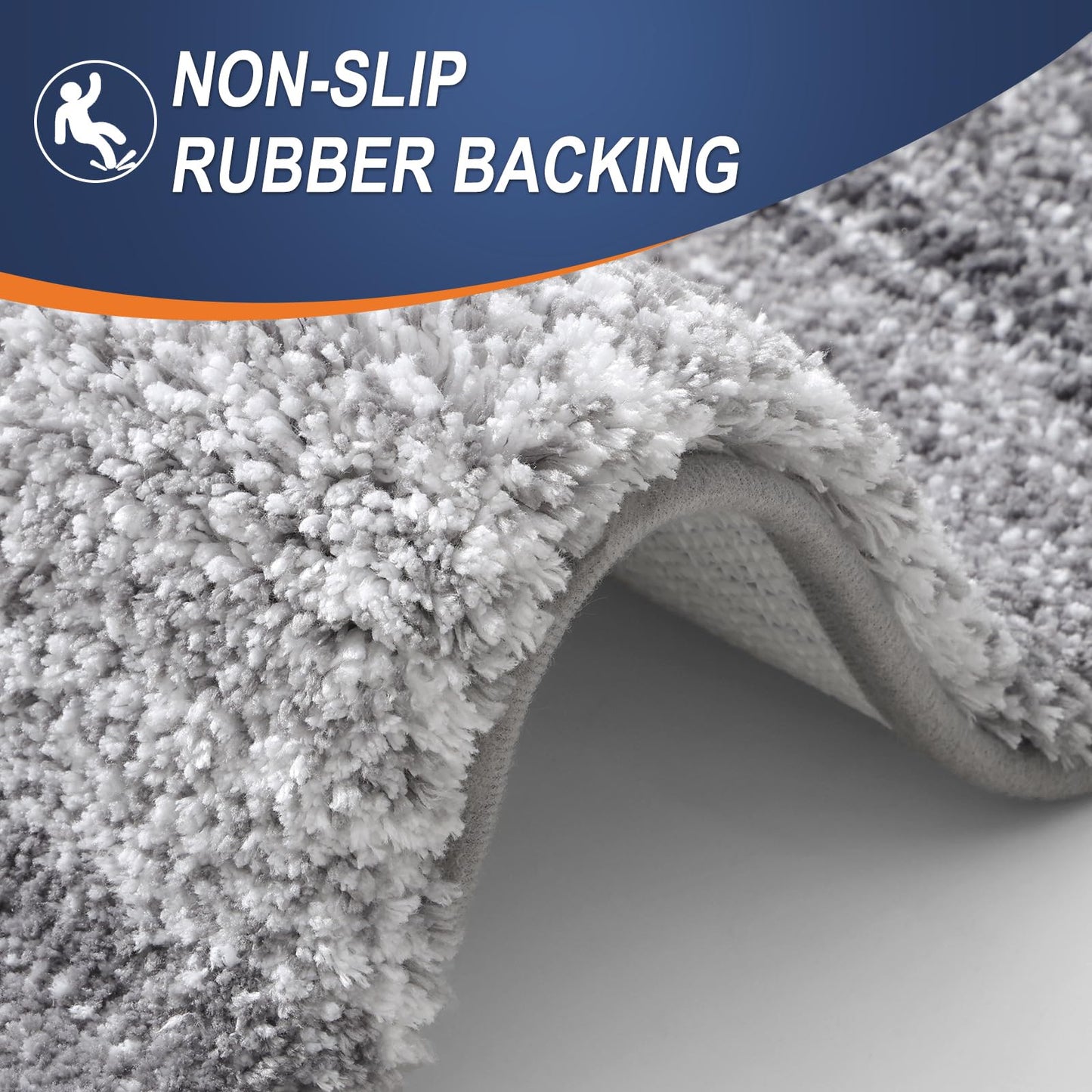 OLANLY Bathroom Rugs Sets 3 Piece, Soft Absorbent Microfiber Bath Mats and U-Shaped Contour Toilet Rug, Plush Shaggy Bath Mat Set for Bathroom (36"x24"+24"x16"+24"x20", Grey)